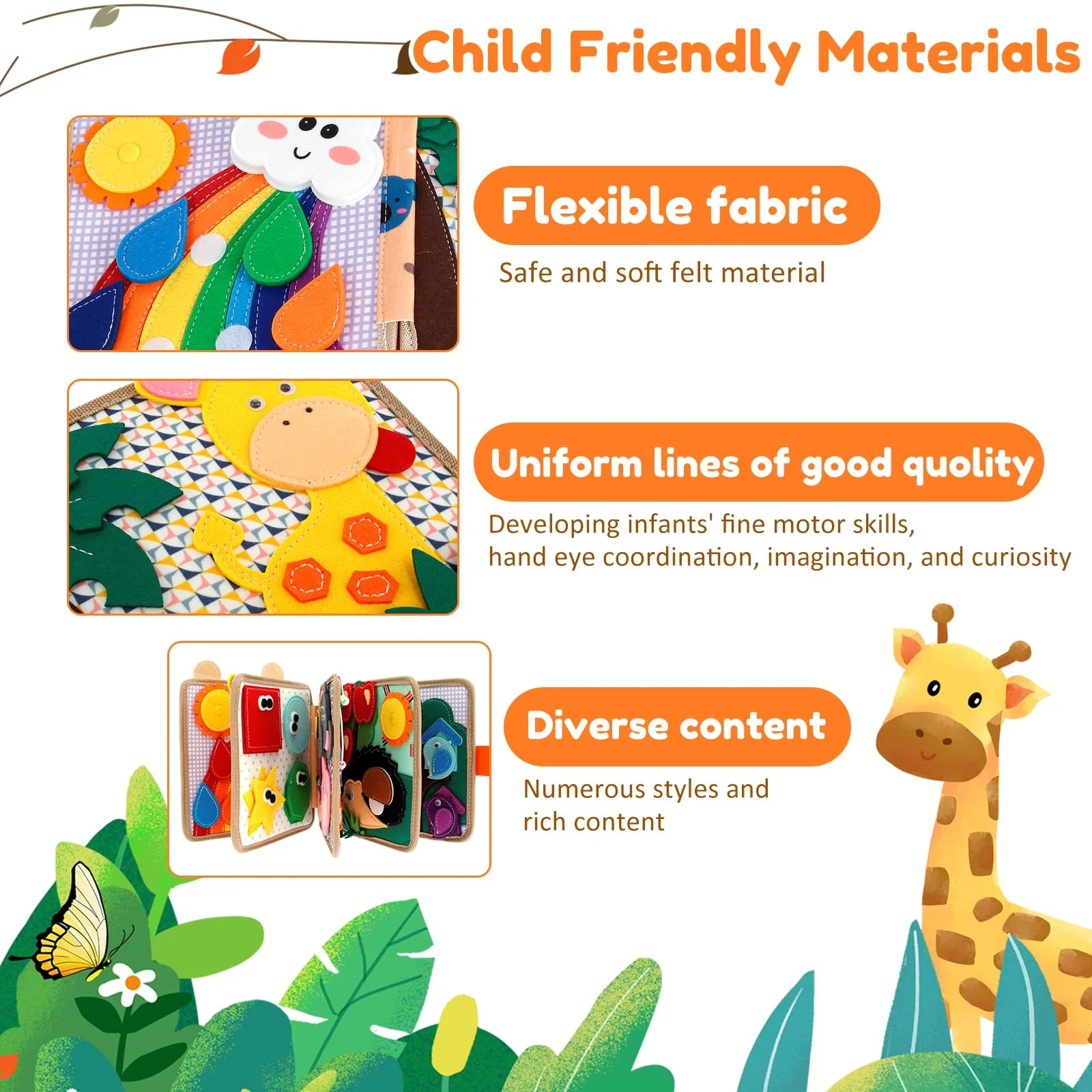 Eyoulife Spielzeug Busy Board Weicher Filz, Quiet Book Heuristisches 20 in 1, Busyboard Tragbar Für 1 2 3 Jährige Kleinkinder Entwicklung Sensorischen - Image 5