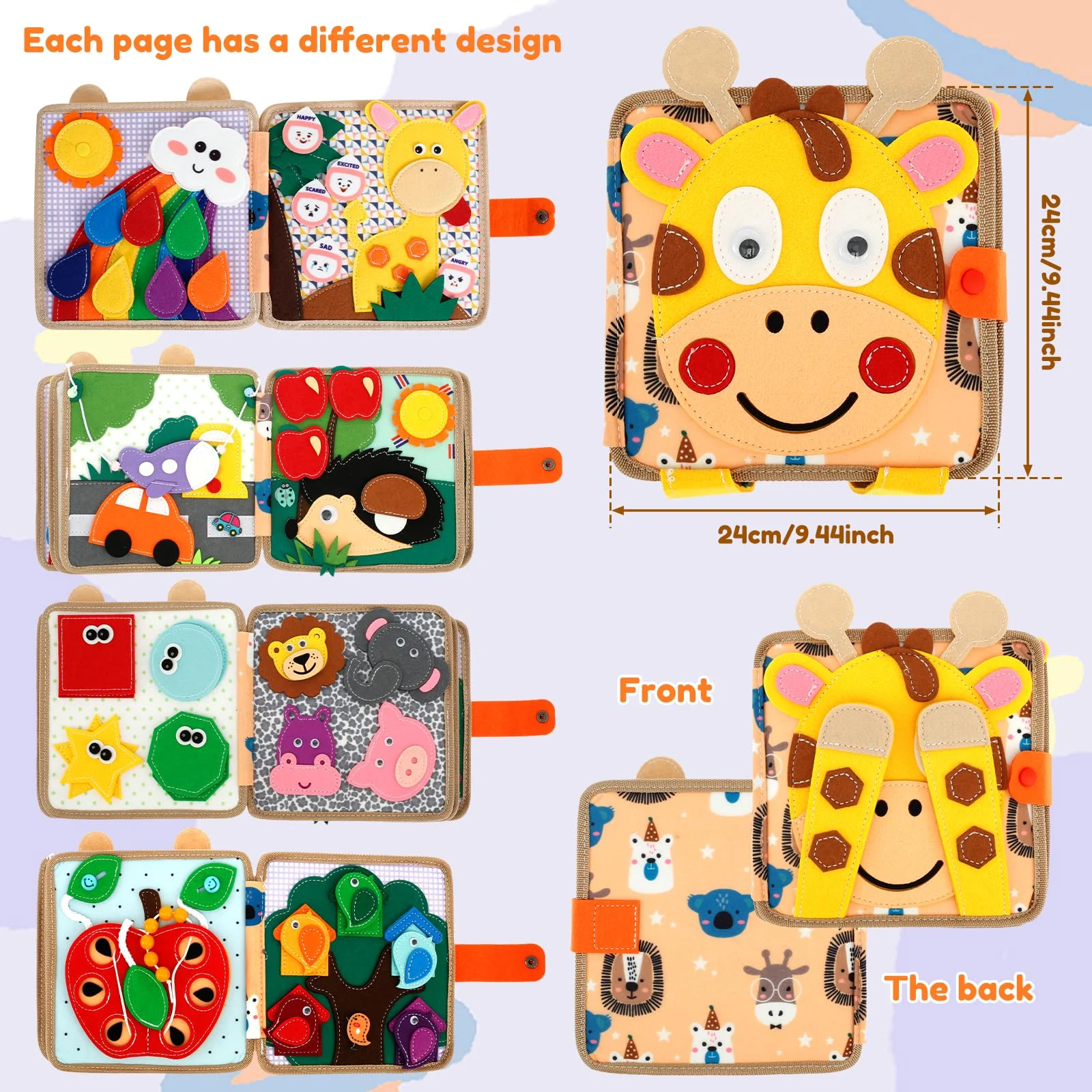 Eyoulife Spielzeug Busy Board Weicher Filz, Quiet Book Heuristisches 20 in 1, Busyboard Tragbar Für 1 2 3 Jährige Kleinkinder Entwicklung Sensorischen - Image 7