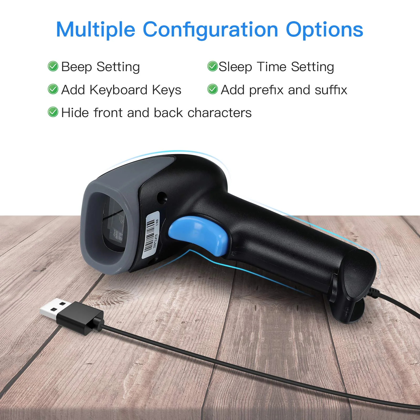Eyoyo 1D 2D QR Barcode Scanner with Stand, Handheld USB Wired Scanner for Inventory Management, Portable Bar Code/QR Code Reader Screen Scanning Auto Sensing- Handsfree Scanner - Image 6