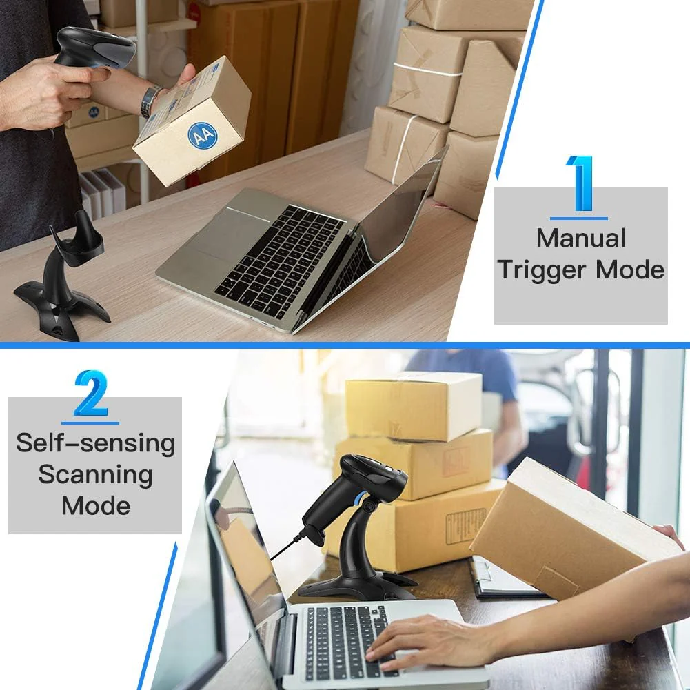 Eyoyo 1D 2D QR Barcode Scanner with Stand, Handheld USB Wired Scanner for Inventory Management, Portable Bar Code/QR Code Reader Screen Scanning Auto Sensing- Handsfree Scanner - Image 9