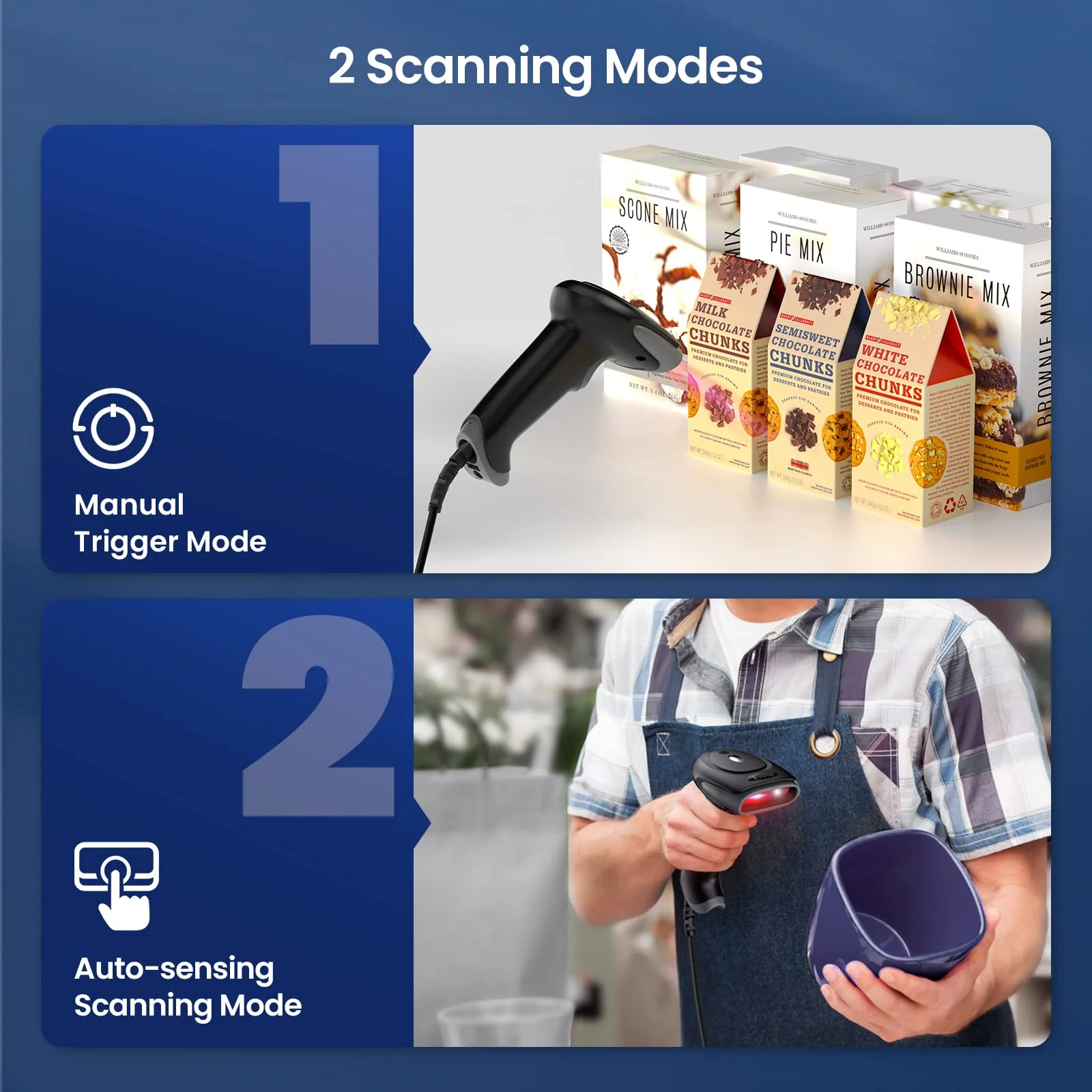 Eyoyo Barcode Scanner 1D 2D QR kabelgebunden, QR Code Scanner Handheld Barcode Leser für PC, Mac, Laptop - Image 4