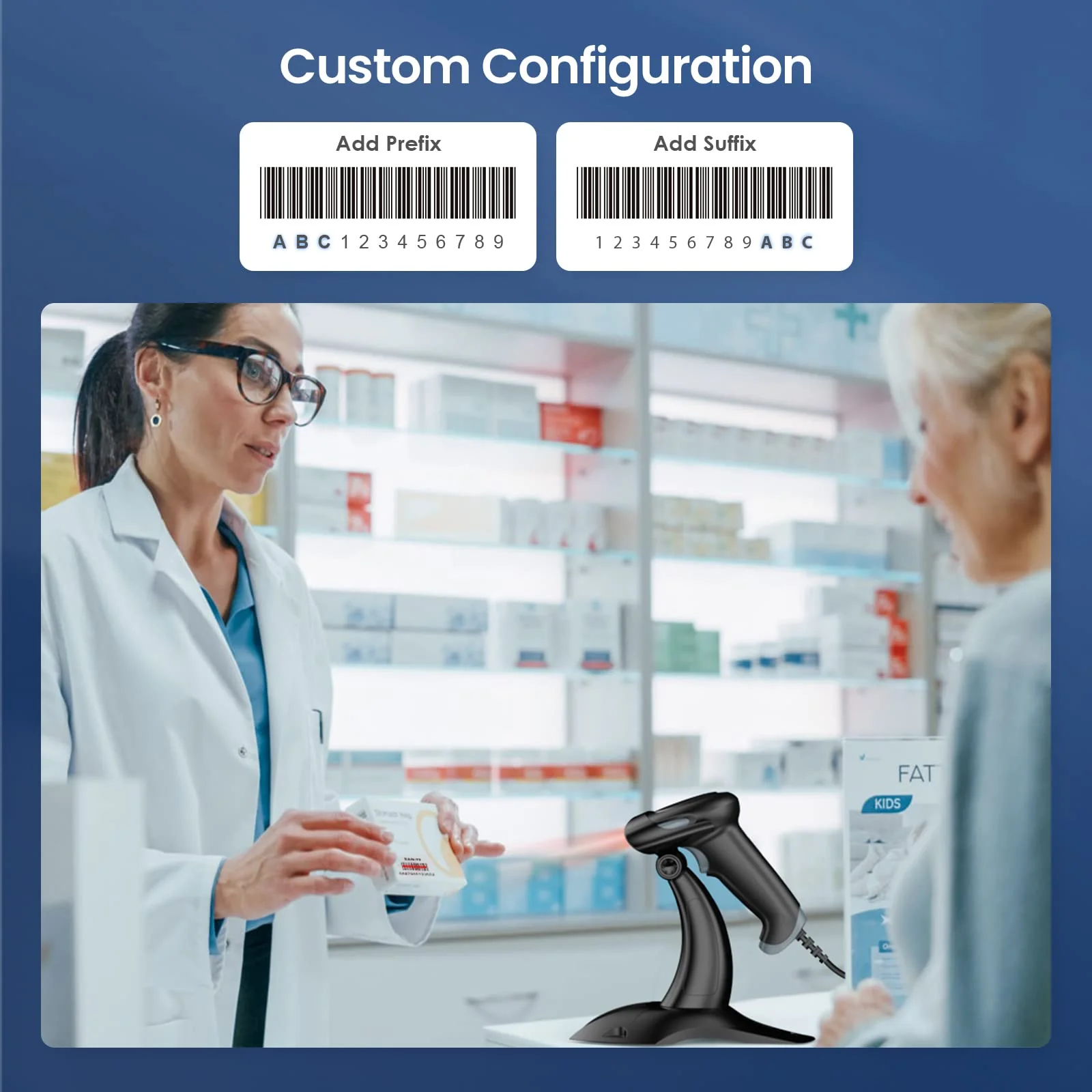 Eyoyo Barcode Scanner 2D, USB Verdrahtet Handheld QR Code Scanner mit Stand, Auto-Sensing Scanner für Handsfree, Screen Scanning Bar Code Reader für Computer POS Markt Bibliothek Store Medical - Image 6
