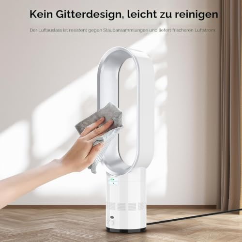 Eznaobo Blattloser Turmventilator mit Luftreiniger, 25,7-Zoll Leiser Turmventilator für das Schlafzimmer, 80°-Schwenkfunktion, 2-Stunden-Timer, tragbarer Standventilator, blattlose Ventilatore (grey) - Image 7
