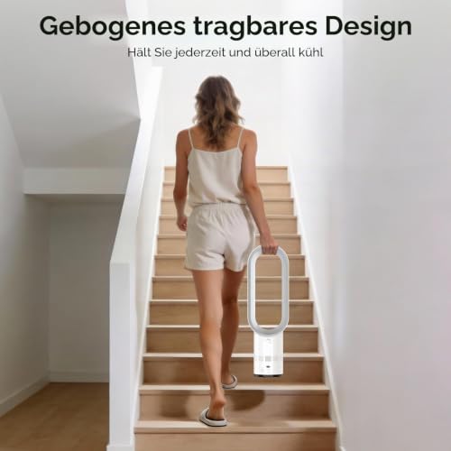 Eznaobo Blattloser Turmventilator mit Luftreiniger, 25,7-Zoll Leiser Turmventilator für das Schlafzimmer, 80°-Schwenkfunktion, 2-Stunden-Timer, tragbarer Standventilator, blattlose Ventilatore (grey) - Image 8