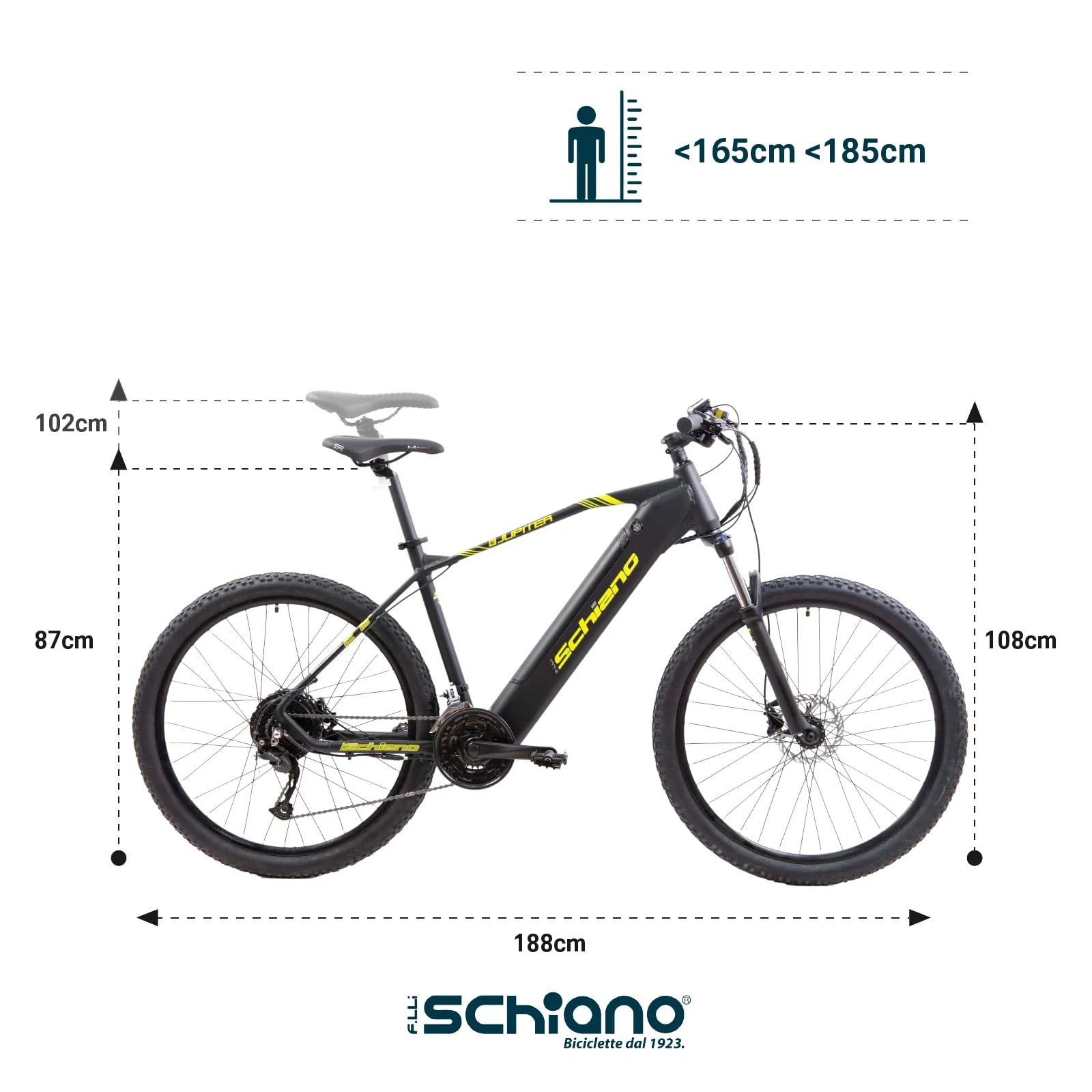 F.lli Schiano E-Jupiter, E Bike Mountainbike, 27.5 Zoll, 36V 14Ah Abnehmbarer Akku, Motor 250W 50Nm, MTB Ebike für Herren/Damen, Schwarz-Gelb - Image 5