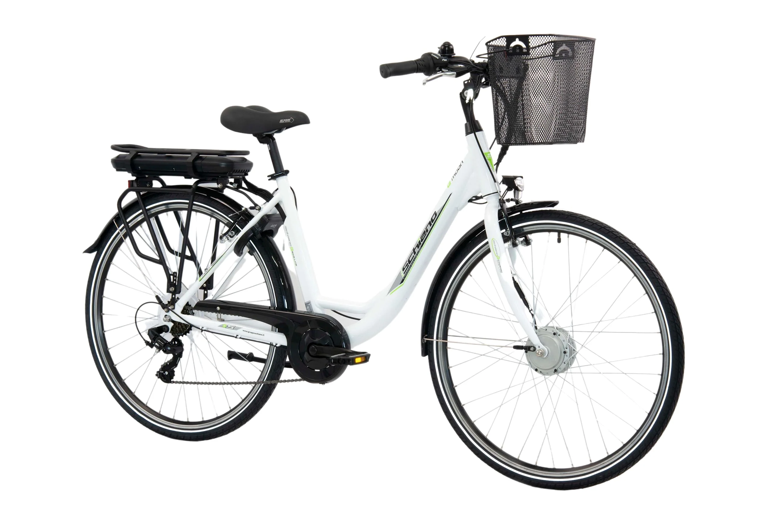 F.lli Schiano E-Moon, E Bike für die Stadt 28 Zoll, 36V 13Ah Abnehmbarer Akku, Motor 250W 40Nm, City Ebike für Herren/Damen, Weiss, Korb - Image 6
