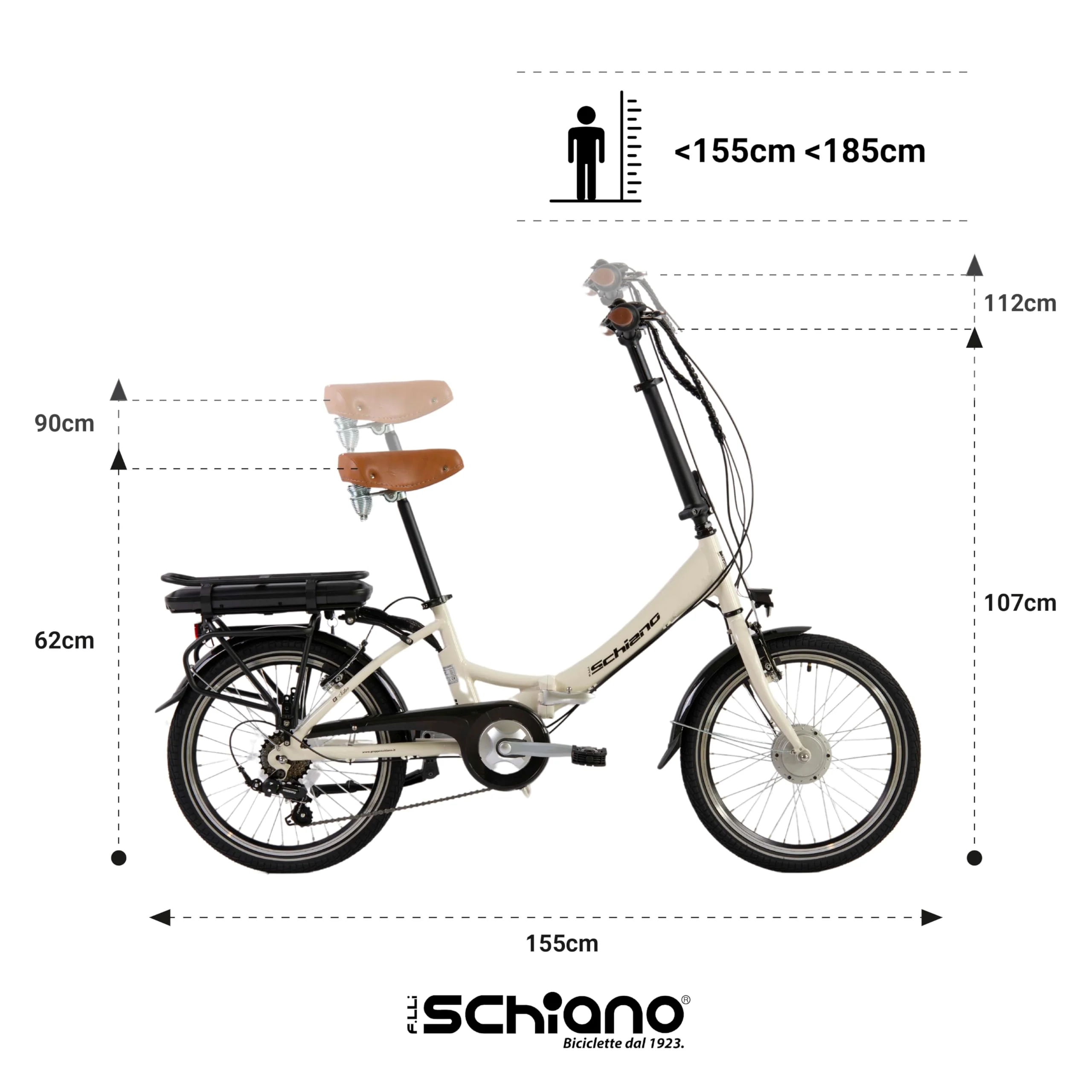 F.lli Schiano E-Star, E Bike Klappbar 20 Zoll, 36V 10.4Ah Abnehmbarer Akku, Motor 250W 40Nm, Klapprad Ebike für Herren/Damen, Antikweiß - Image 7
