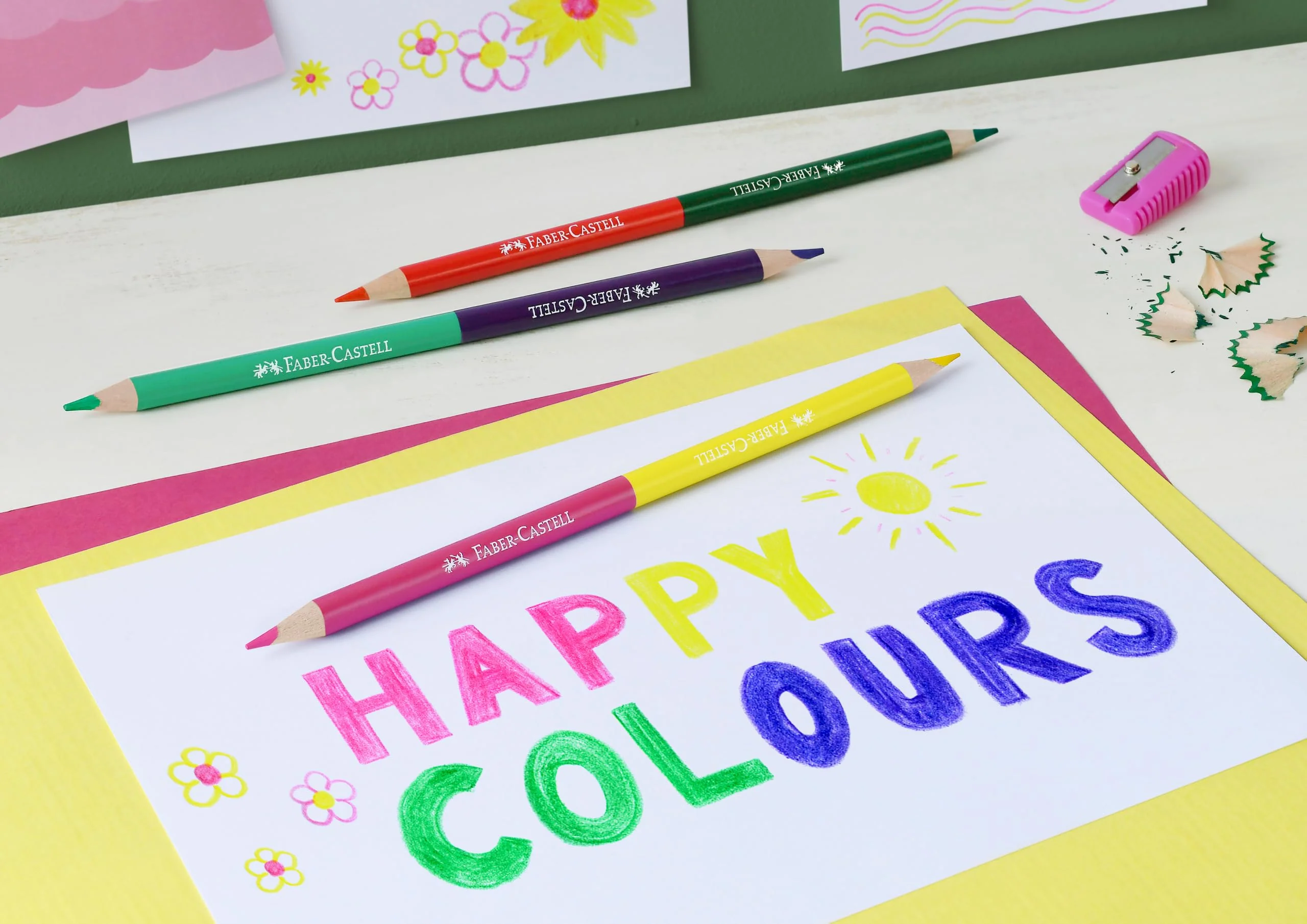 Faber-Castell 110312 - Buntstifte Set für Kinder und Erwachsene, 15-teilig, bruchsicher, inkl. 3 Bicolour Buntstifte und 1 Spitzer - Image 2