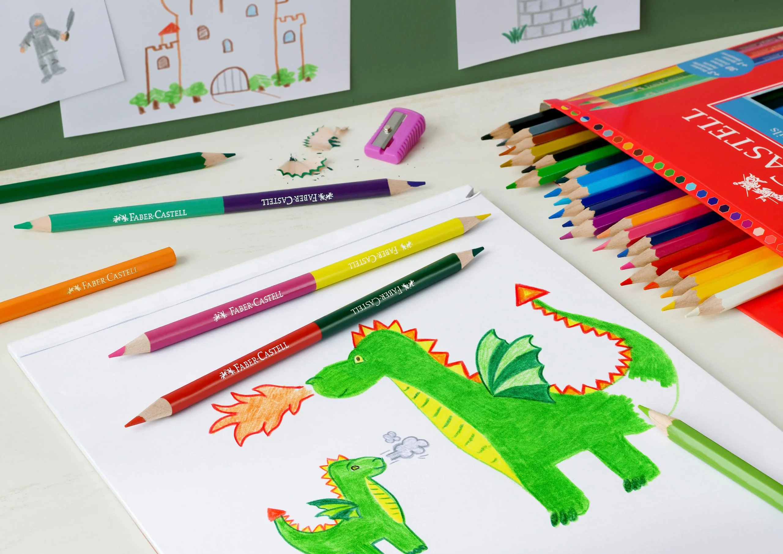 Faber-Castell 110312 - Buntstifte Set für Kinder und Erwachsene, 15-teilig, bruchsicher, inkl. 3 Bicolour Buntstifte und 1 Spitzer - Image 3