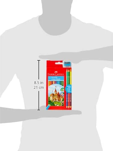 Faber-Castell 110312 - Buntstifte Set für Kinder und Erwachsene, 15-teilig, bruchsicher, inkl. 3 Bicolour Buntstifte und 1 Spitzer - Image 4
