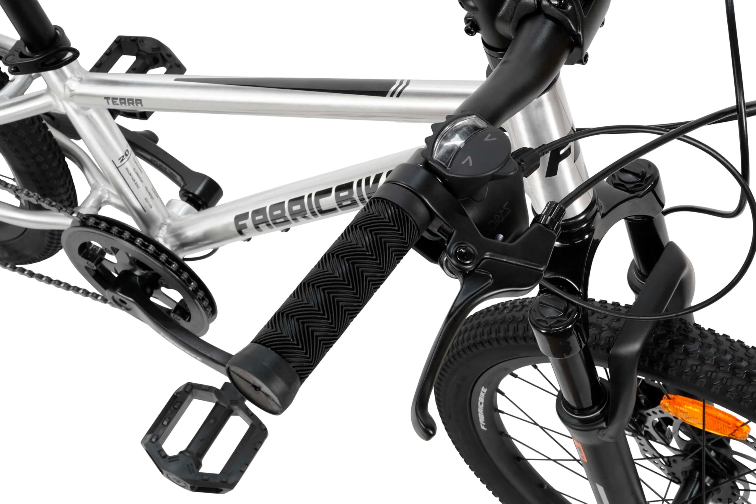 FabricBike Terra - Alu Mountainbike Jugendfahrrad 20 Zoll ab 6, 7 und 8 Jahre, 7-Gang-Schaltung, Scheibenbremse, Federgabel, Kinder Fahrrad (Polished) - Image 6