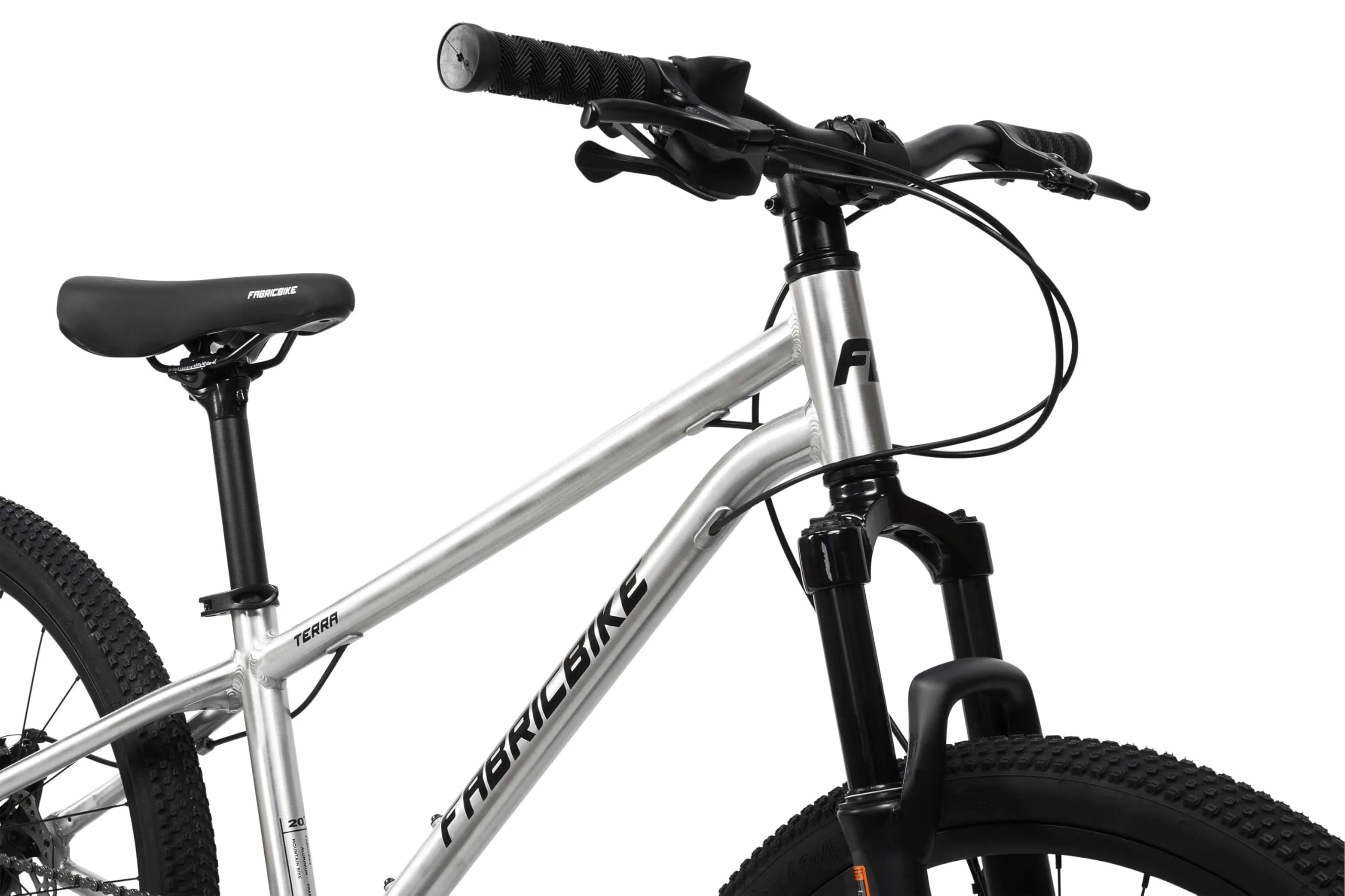 FabricBike Terra - Alu Mountainbike Jugendfahrrad 24 Zoll ab 8, 9, 10 und 11 Jahre, 7-Gang-Schaltung, Scheibenbremse, Federgabel, Kinder Fahrrad (Polished) - Image 8