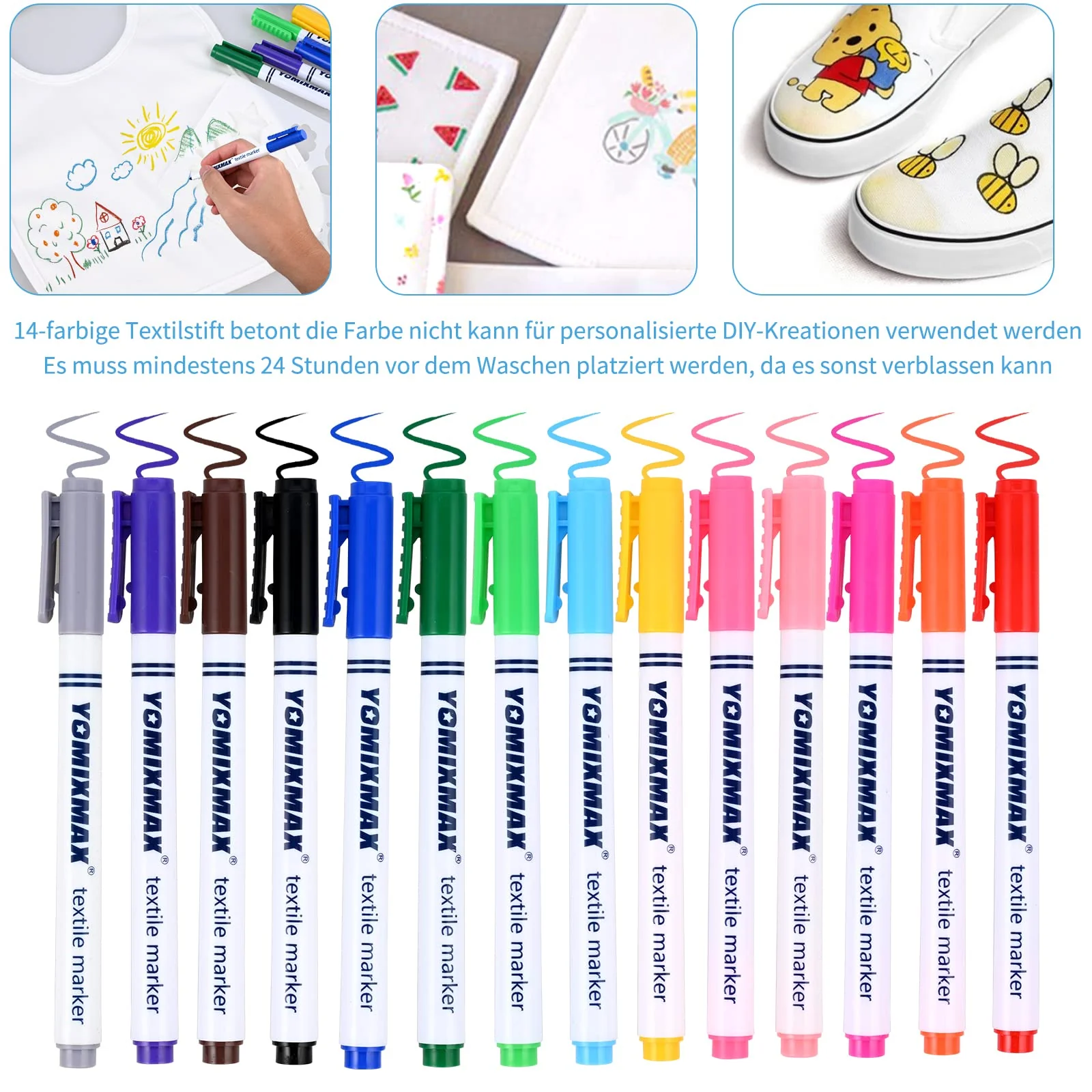 Faburo 12 Stück Baby Lätzchen zum Bemalen, 20 * 24cm Baby Lätzchen aus Baumwolle Doppelseitig mit 14pcs Farbigem Textilstift 5pcs Malen Schablonen für Babyshower Party - Image 6