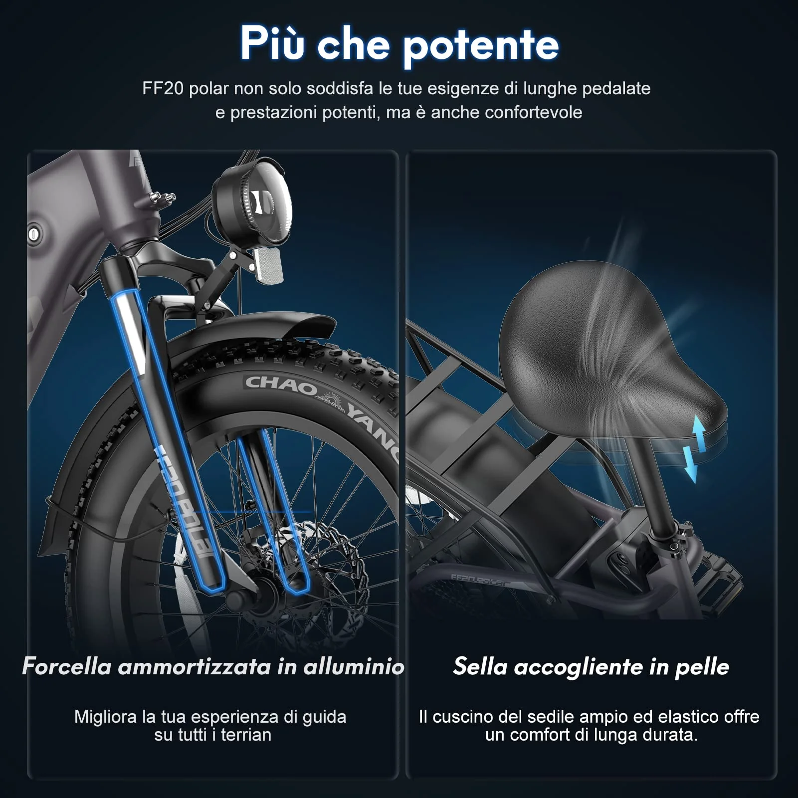 Fafrees 2 Elektro-Fahrradbatterien, 20 x 4,0 Zoll (20 x 4,0 Zoll), klappbares E-Bike für Herren, 48 V / 10,4 Ah x 2 (20,8 Ah insgesamt), E-Bike mit Pedalunterstützung 140 km, Fat-Bike für Damen (blue) - Image 2