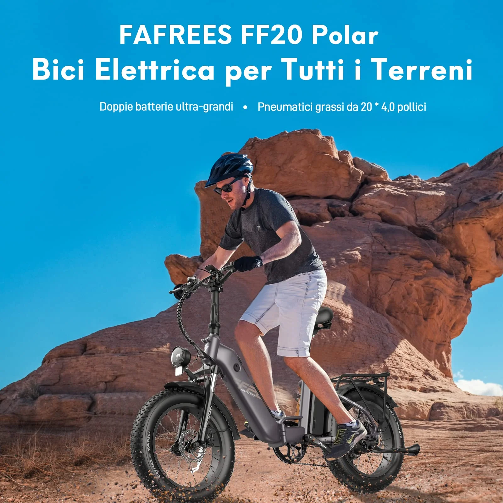Fafrees 2 Elektro-Fahrradbatterien, 20 x 4,0 Zoll (20 x 4,0 Zoll), klappbares E-Bike für Herren, 48 V / 10,4 Ah x 2 (20,8 Ah insgesamt), E-Bike mit Pedalunterstützung 140 km, Fat-Bike für Damen (blue) - Image 6