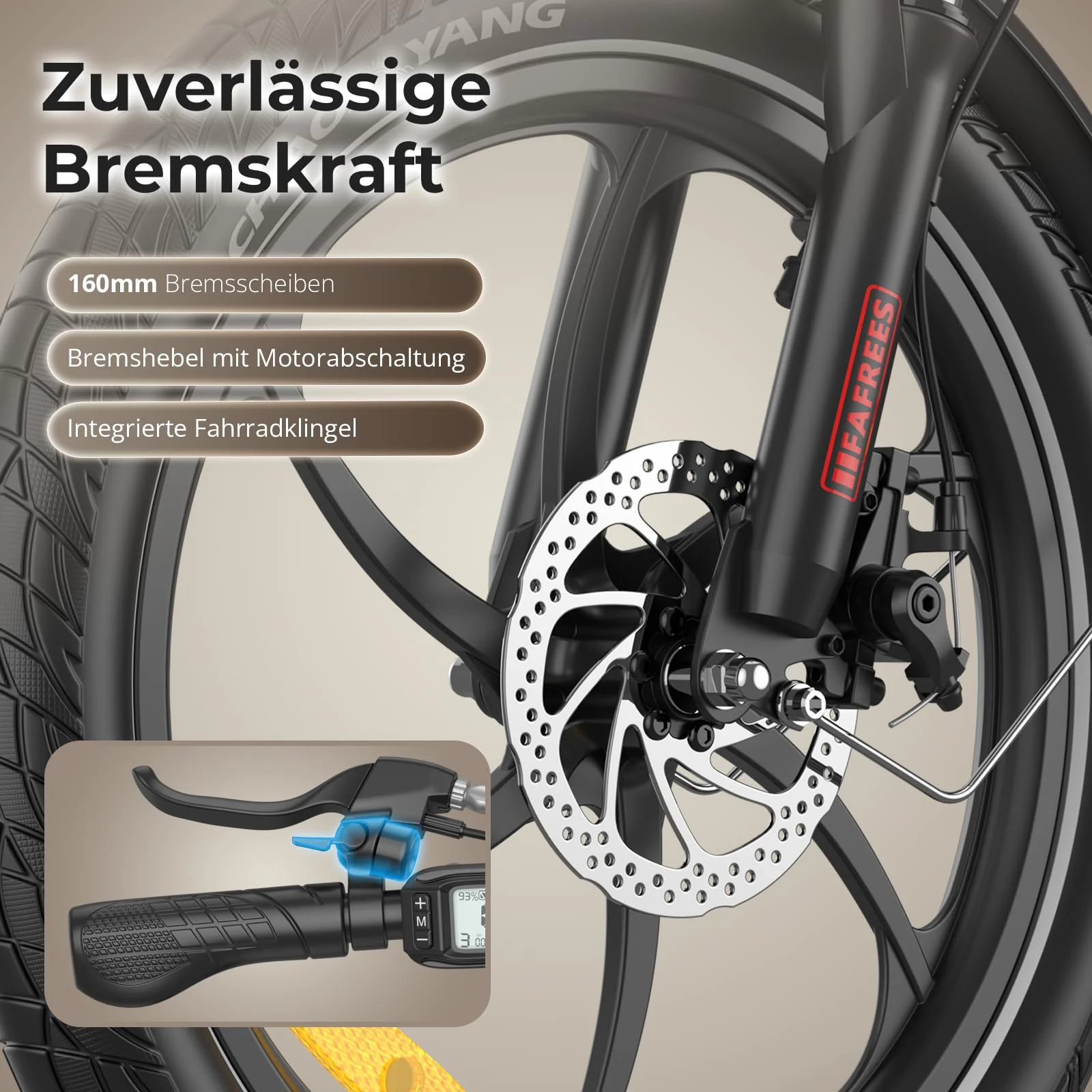 Fafrees 2025 F20 E Bike Klapprad 20 Zoll [ Offiziell ] Herren Damen Fatbike 16AH/ 20AH Akku, Elektrofahrrad 250W Tiefereinstieg, Fat Ebike 140kg, E Mountainbike Erwachsene 25km/h (20AH Akku, Schwarz) - Image 4