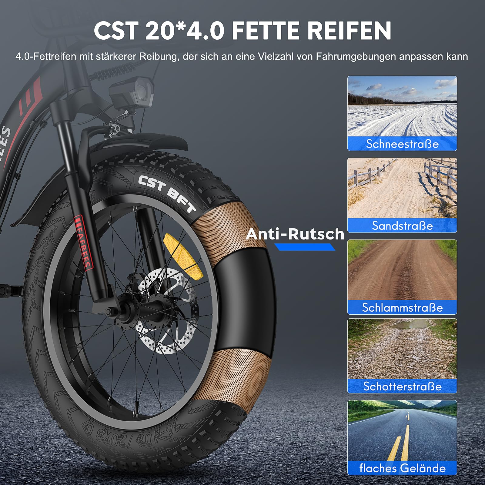 Fafrees E Bike für Männer Frauen, 20 Zoll Elektrofahrrad Faltrad mit 48 V 22.5 Ah herausnehmbarem Akku, 4.0 Fat Tyre Mountain E-Bike mit 7S Gängen, F20 Max (buntes Blau) - Image 8