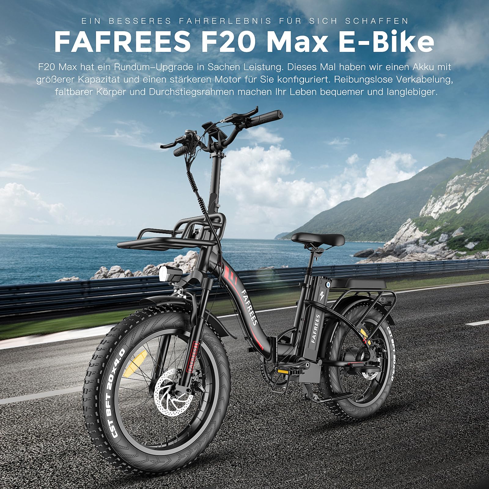 Fafrees E Bike für Männer Frauen, 20 Zoll Elektrofahrrad Faltrad mit 48 V 22.5 Ah herausnehmbarem Akku, 4.0 Fat Tyre Mountain E-Bike mit 7S Gängen, F20 Max (buntes Blau) - Image 9