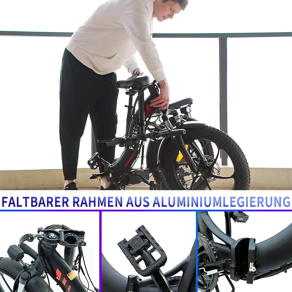 Fafrees E Bike Klapprad, 20 Zoll Electric Fahrrad für Herren/Damen Bis 25 km/h mit 36V 16AH abnehmbarem Akku 250W Motorund, Mountainbike mit 7S Gängen, F20 Rot - Image 7