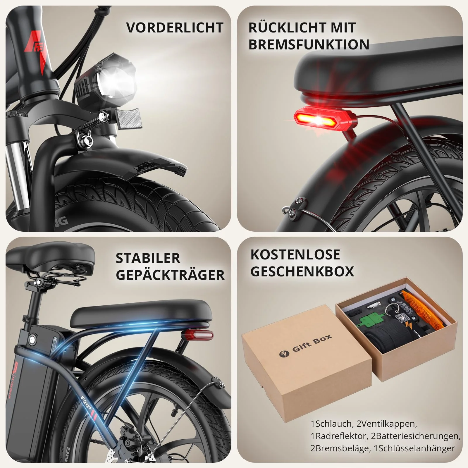 Fafrees E-Bike Klapprad 20 Zoll, Elektrofahrrad mit 36V 20AH Akku, 75-90km Reichweite, 250W Motor, IP54 & Federung, E-Bike Damen/Herren, Faltbar, LCD-Display, 3 Fahrmodi (F20+, Schwarz) - Image 2