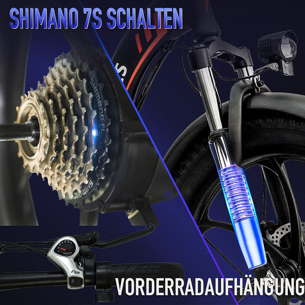 Fafrees F20 Fatbike Herren E-Bike Klapprad 20 Zoll mit 36V 16AH Akku für Pendeln, [ Offiziell ] E Bike Damen Klappbar 250W, 25km/h Ebike Mountainbike 150kg, StVO. Bremslicht - Image 4