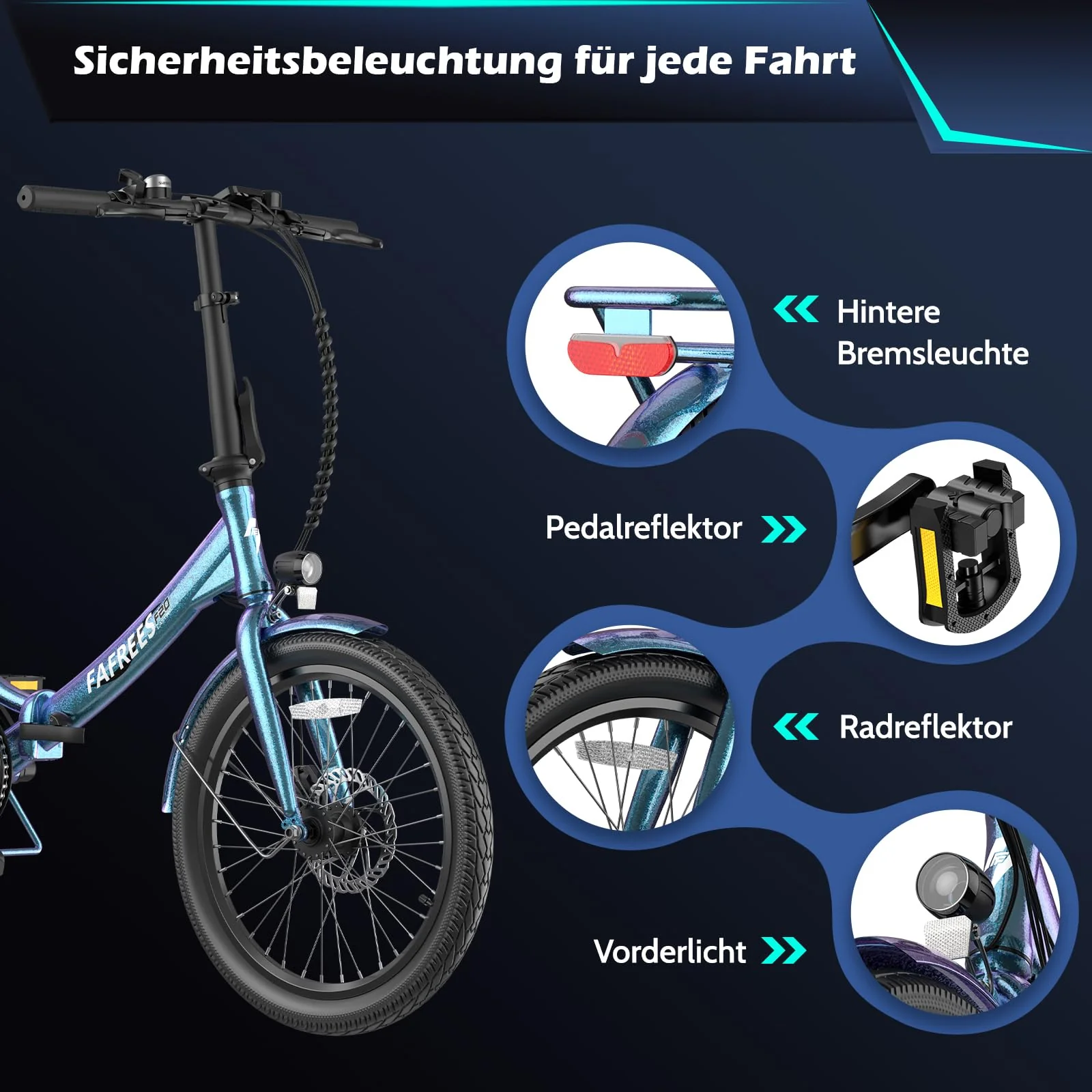 Fafrees F20 Lasting Premium City Faltrad Ebike | 250W Elektrofahrrad mit 36V 18.2Ah Akku (140kg Tragkraft) | StVZO-Zugelassen | Effiziente Fahrt (Hecktasche + Handyhalterung, Schwarz) - Image 2