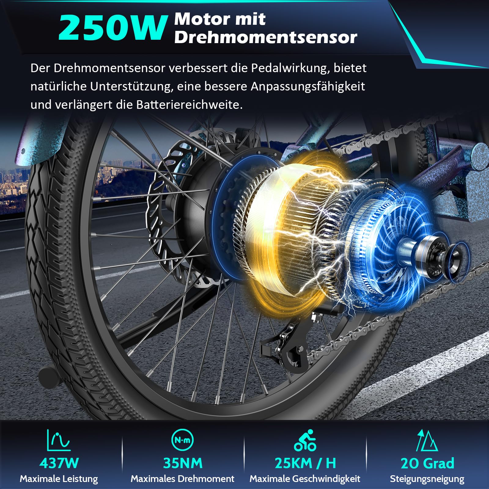 Fafrees F20 Lasting Premium City Faltrad Ebike | 250W Elektrofahrrad mit 36V 18.2Ah Akku (140kg Tragkraft) | StVZO-Zugelassen | Effiziente Fahrt (Hecktasche + Handyhalterung, Schwarz) - Image 8