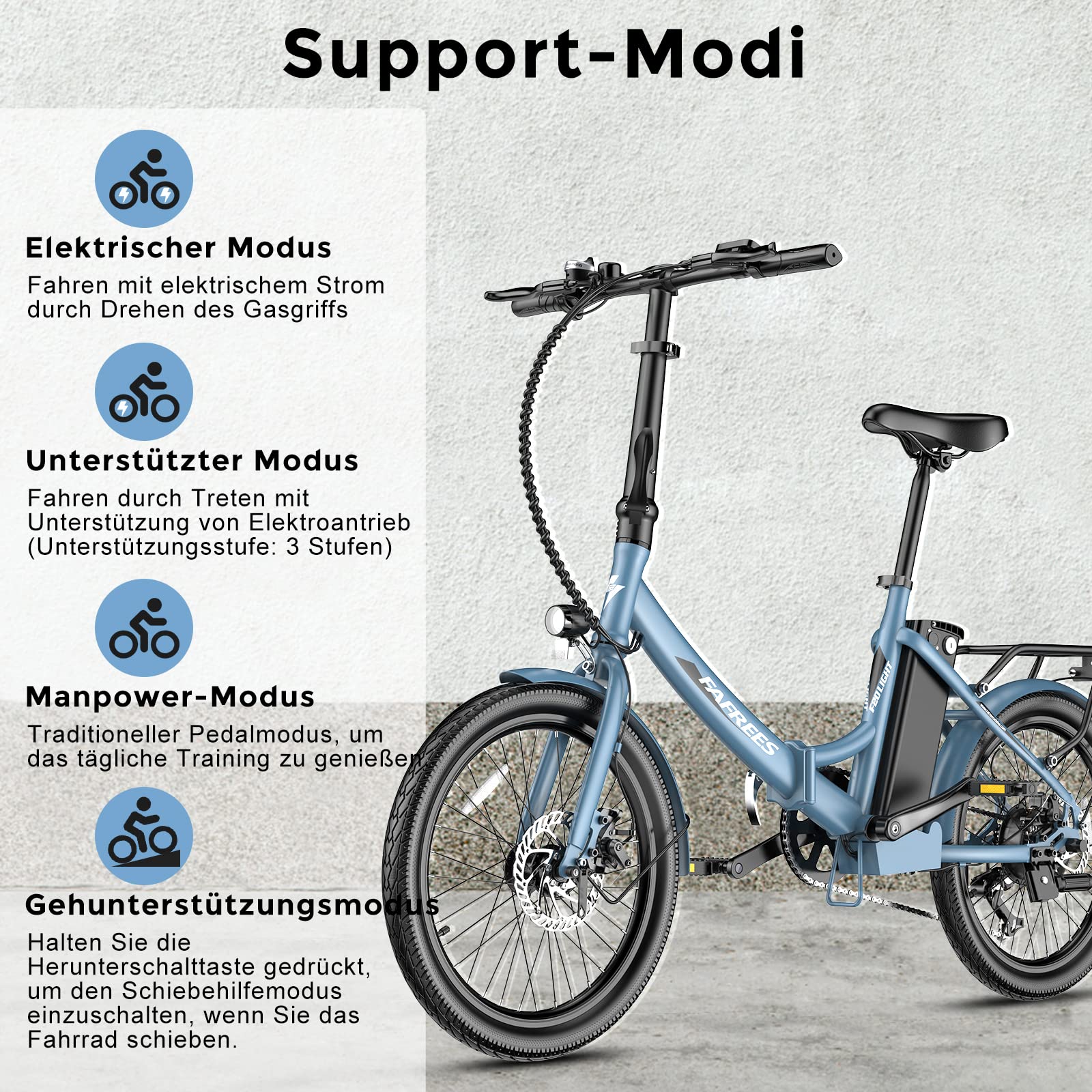 Fafrees F20 Light [ Offiziell ] E Klapprad 20 Zoll mit 36V 14,5AH Akku, Ebike 250W Elektrische Fahrrad Max. 25km/h Klappfahrrad E-Bike für 155-195CM Damen und Herren 120kg - Image 6