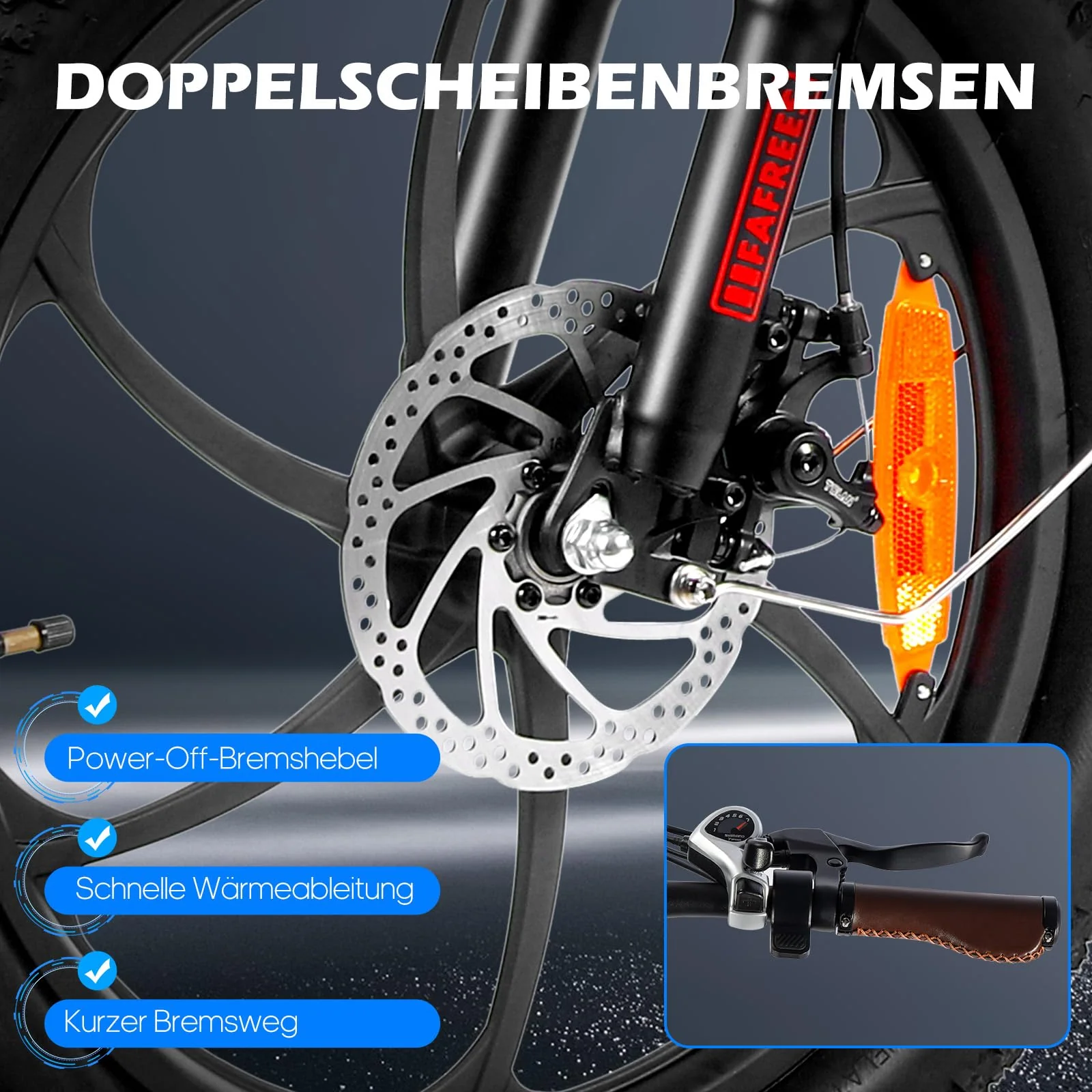 Fafrees F20 PRO E-Bike Klapprad Elektrofahrrad 20 Zoll Fatbike, 250W Motor 36V 18AH Akku, 20 * 3,0 Zoll Mountainbike Elektrofahrrad 40 Nm (Autoabdeckung, grau) - Image 5