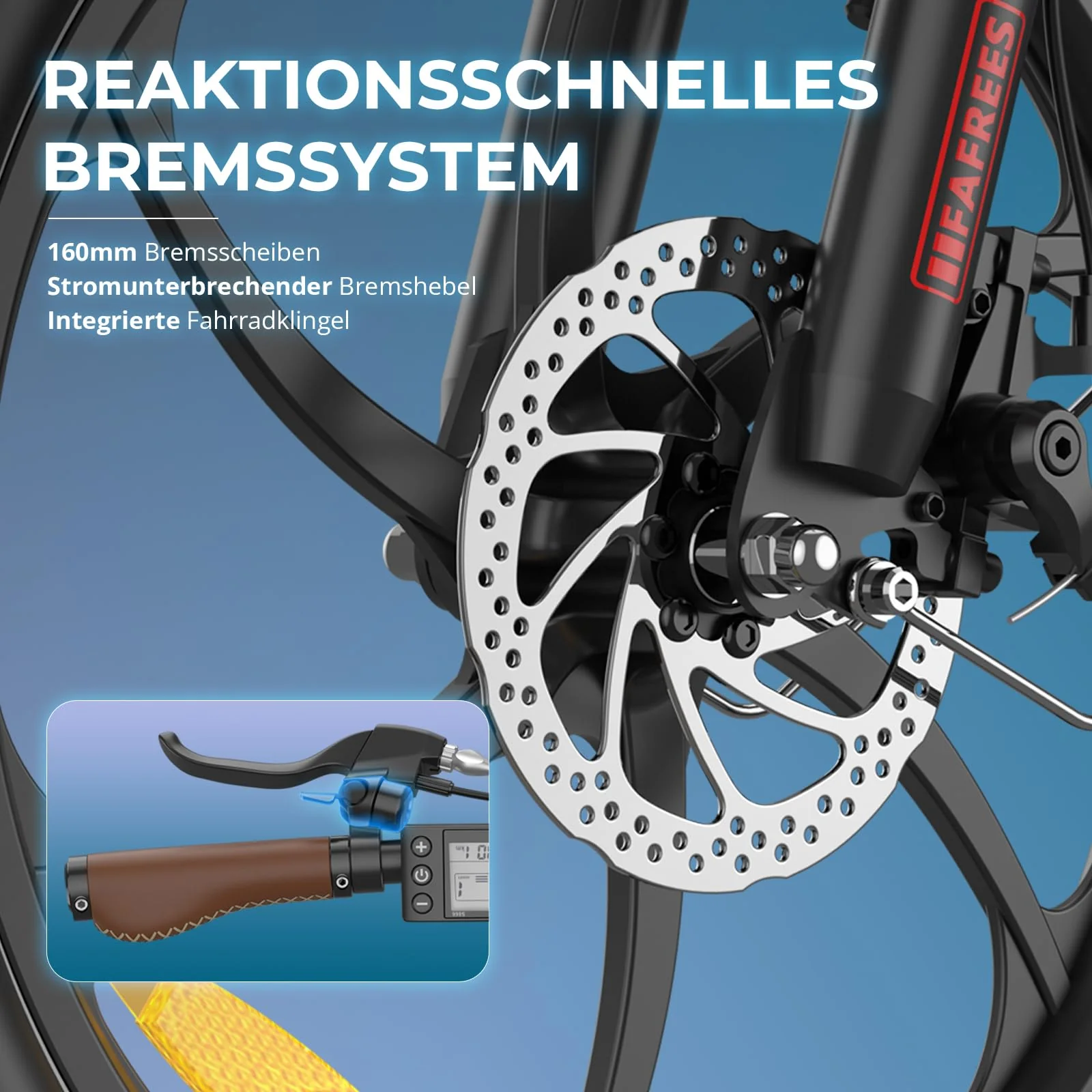 Fafrees F20+Pro E Bike Klapprad, Upgrade 2025 Ebike Herren 20 * 3.0 Zoll, Elektrofahrrad 22.5Ah/810Wh Akku, E-Bike Damen 250W 25km/h, Fatbike 7S, E-Fahrrad Klappbar Lagergewicht 140 KG (Buntes Blau) - Image 5