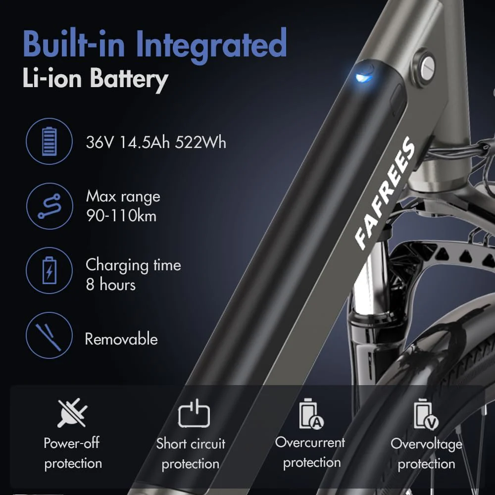 Fafrees F26 PRO Damen E-Bike Herren mit App 26 Zoll Tiefeinsteiger [ Offiziell ] Ebike 36V/14,5AH E Fahrrad, 250W Elektrofahrrad - Image 6