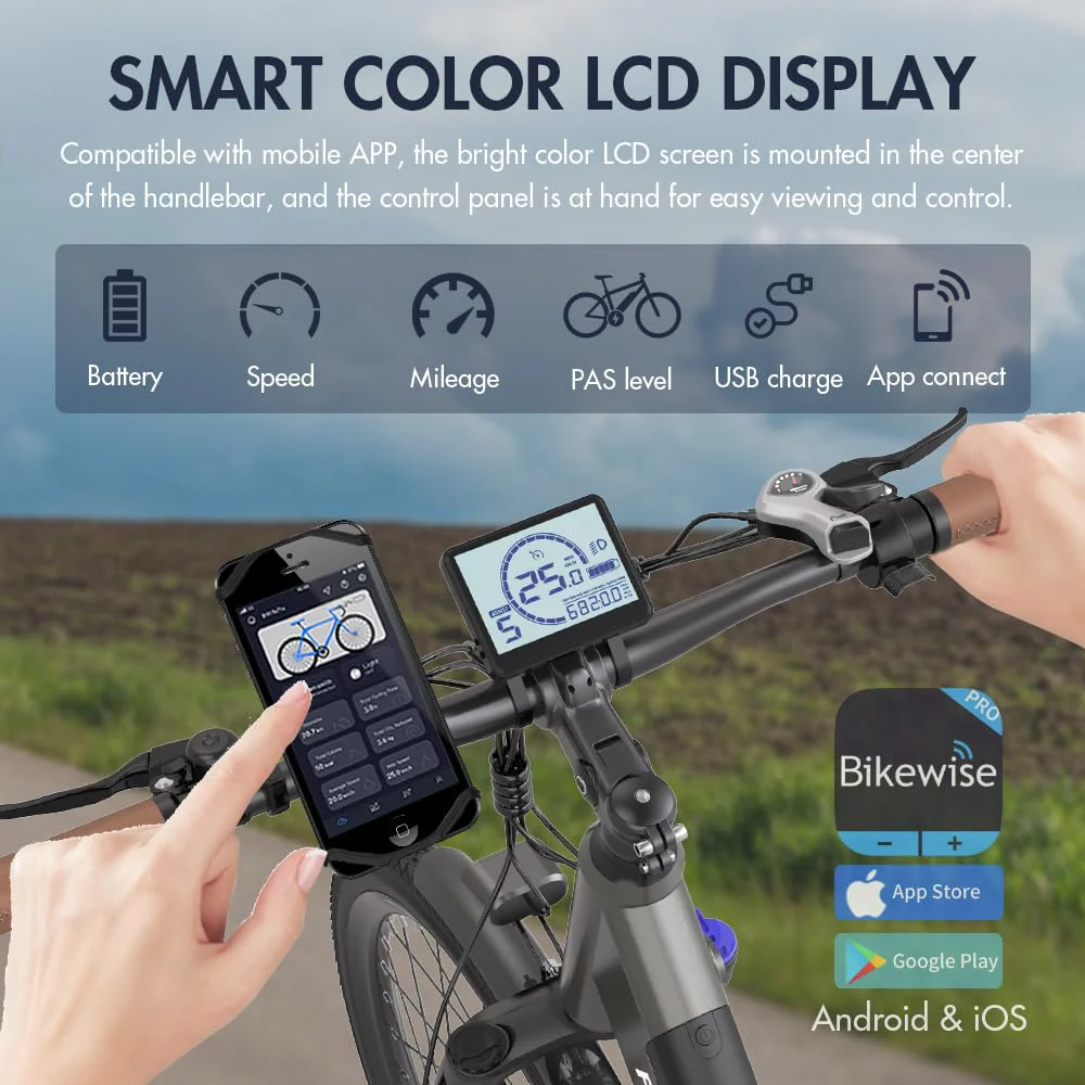 Fafrees F26 PRO Damen E-Bike Herren mit App 26 Zoll Tiefeinsteiger [ Offiziell ] Ebike 36V/14,5AH E Fahrrad, 250W Elektrofahrrad (Grau) - Image 4