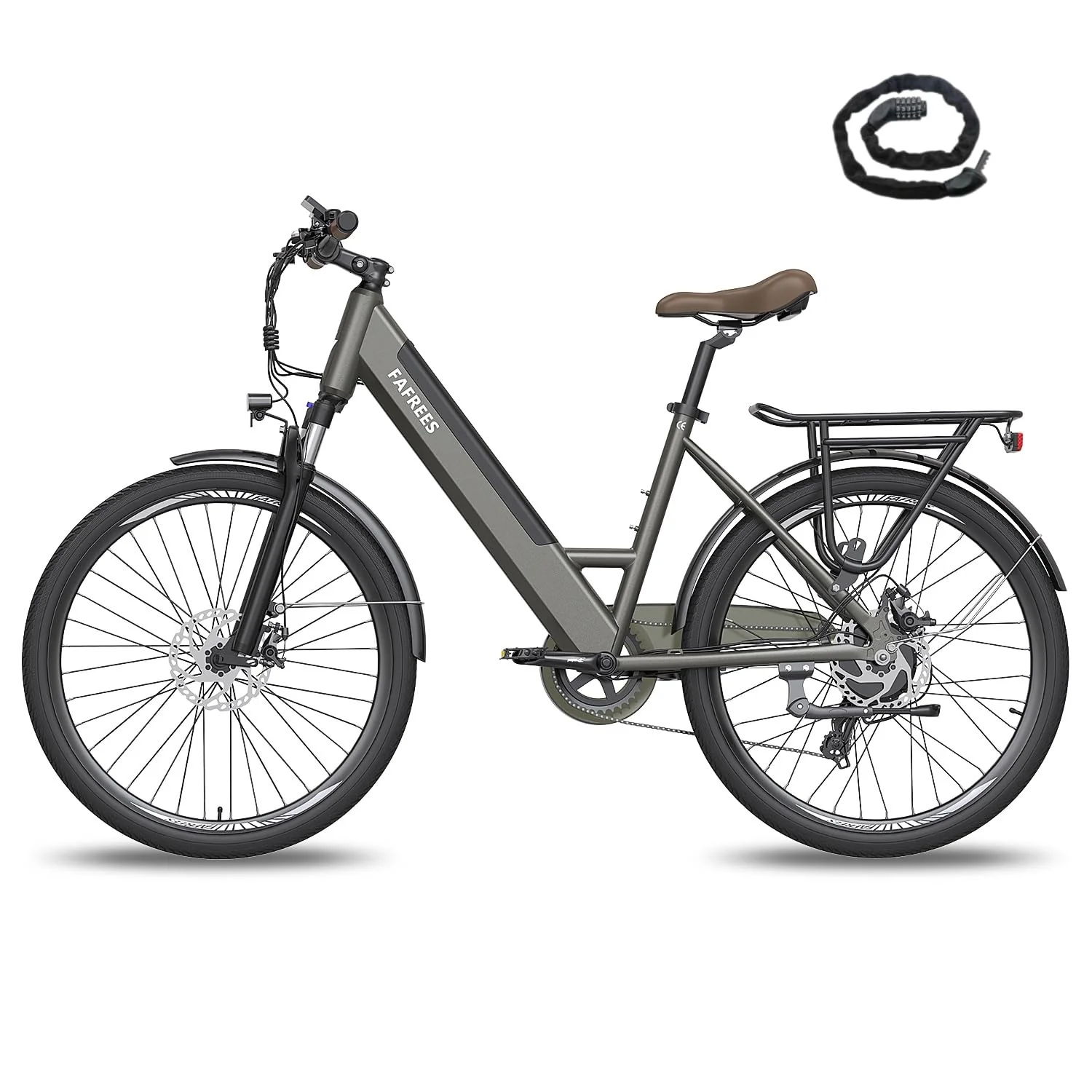 Fafrees F26 Pro ebike 14.5Ah Akku, Elektrofahrrad 250W 26 Zoll, City e-Bike 25km/h, e Bike Herren Damen, E-Fahrrad Support Mobile APP, Reichweite bis zu 55-110Km, Grau
