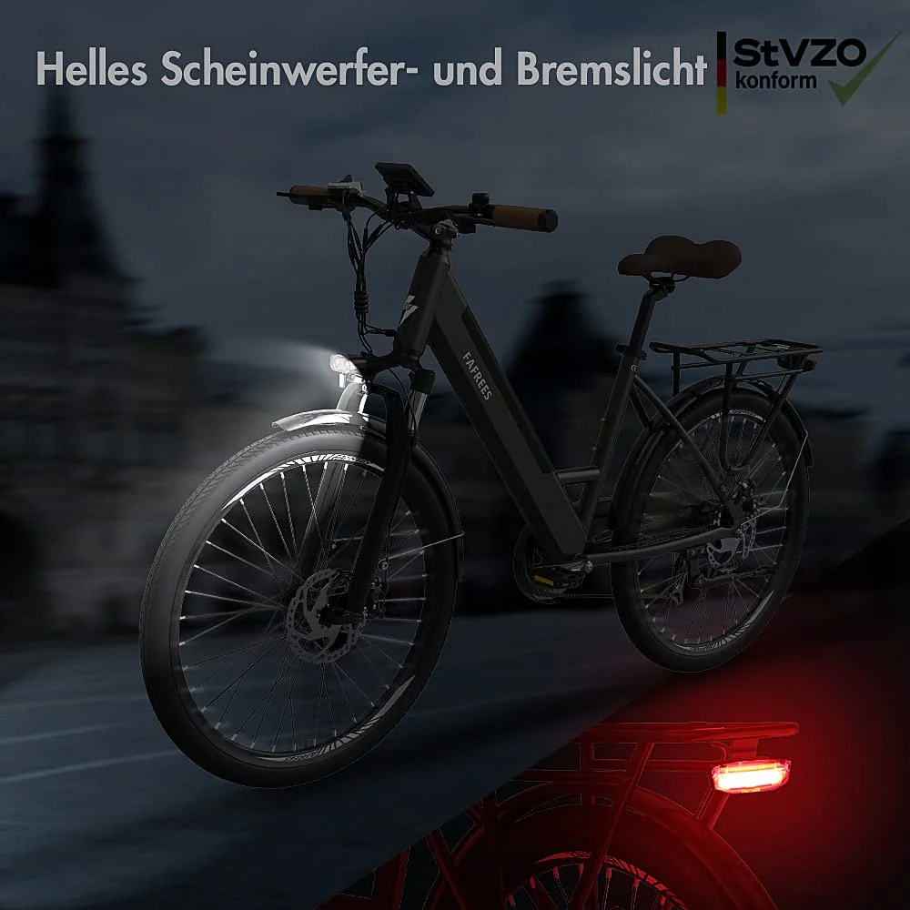 Fafrees F26 Pro ebike 14.5Ah Akku, Elektrofahrrad 250W 26 Zoll, City e-Bike 25km/h, e Bike Herren Damen, E-Fahrrad Support Mobile APP, Reichweite bis zu 55-110Km, Grau - Image 6