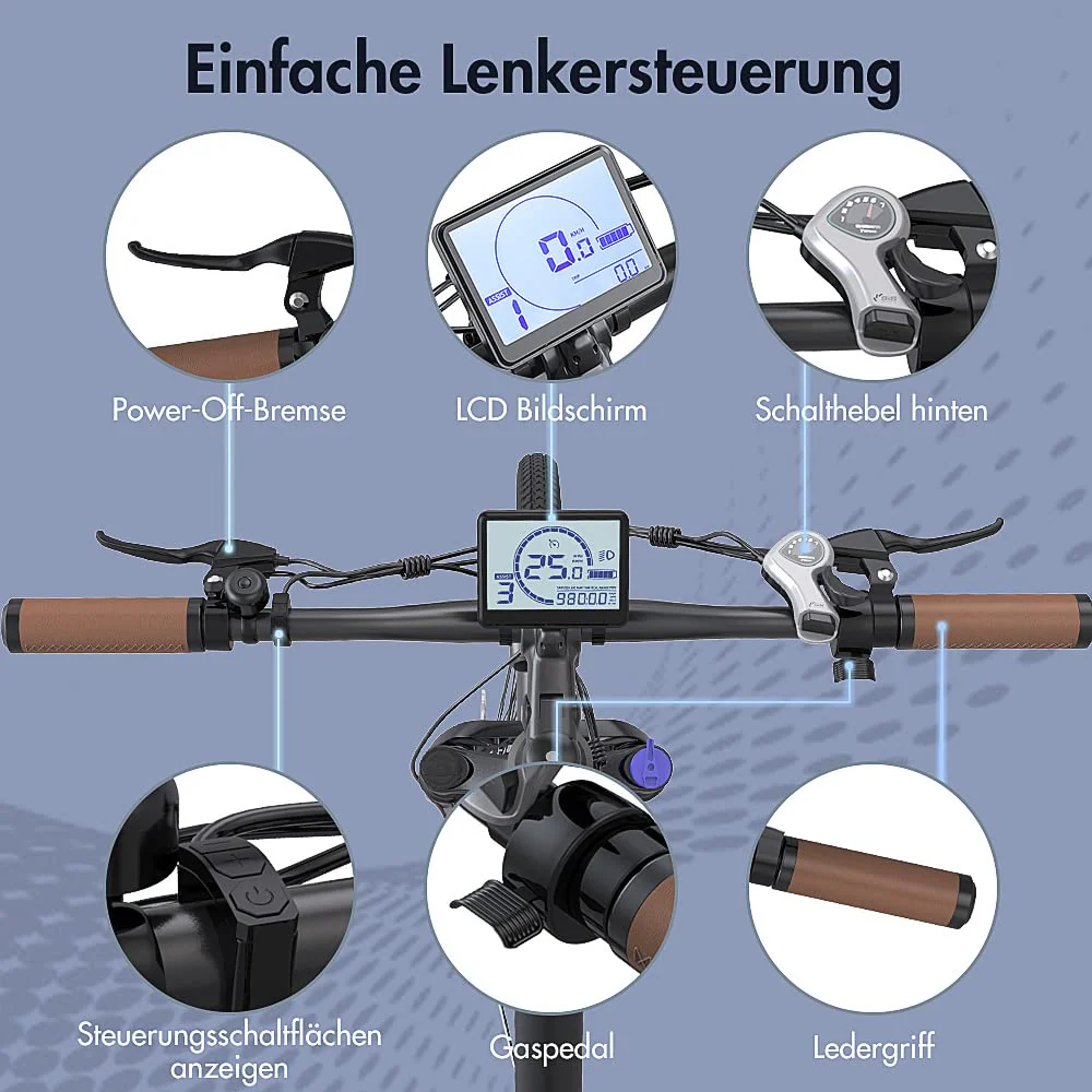 Fafrees F26 Pro ebike 14.5Ah Akku, Elektrofahrrad 250W 26 Zoll, City e-Bike 25km/h, e Bike Herren Damen, E-Fahrrad Support Mobile APP, Reichweite bis zu 55-110Km, Grau - Image 7