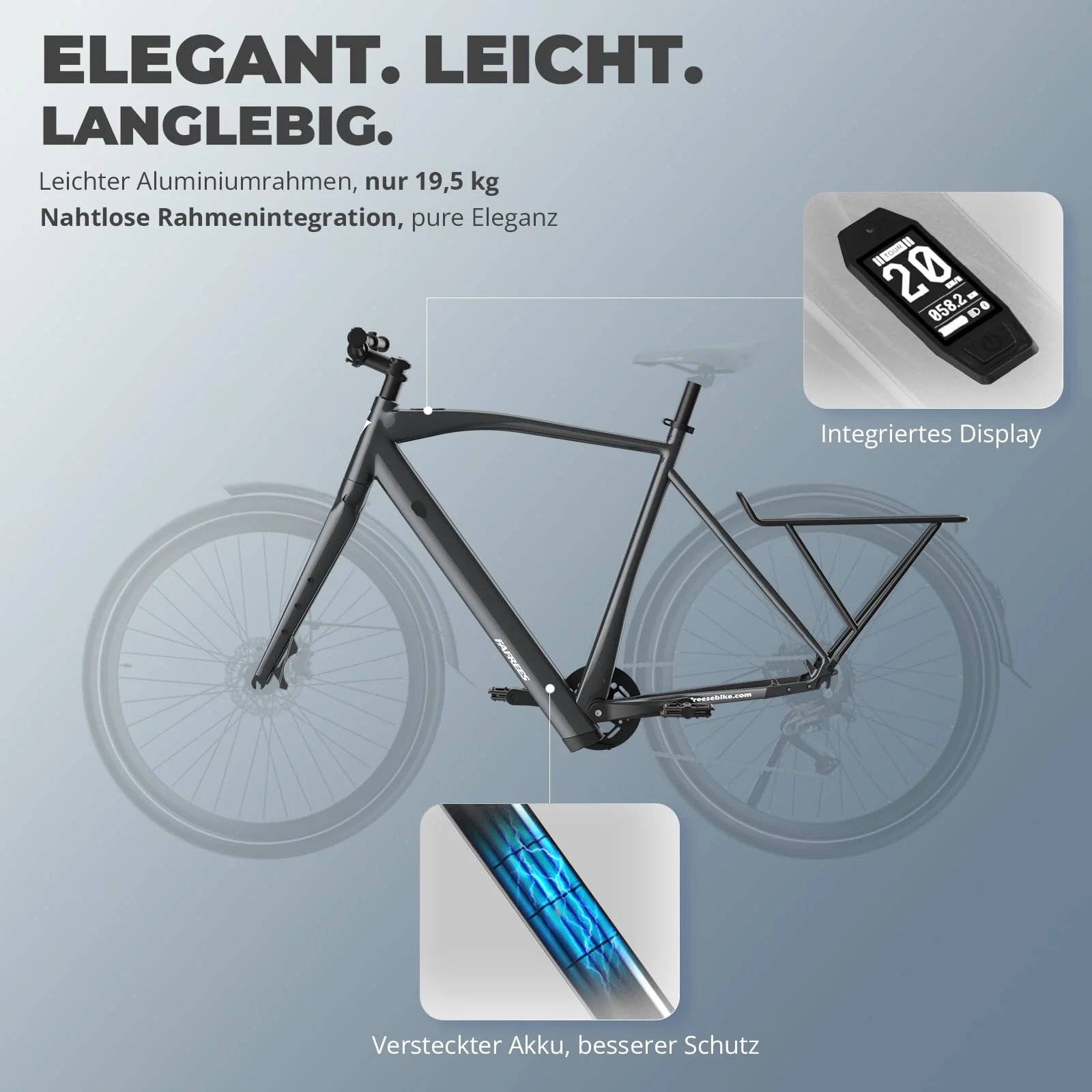 Fafrees F700 E Bike 28 Zoll, Elektrofahrrad 250W 25km/h, Ebike Herren 10Ah Akku, City E-Bike Damen Drehmomentsensoren, Pedelec Hydraulische Scheibenbremsen, Reichweite 100km (M, Schwarz) - Image 7