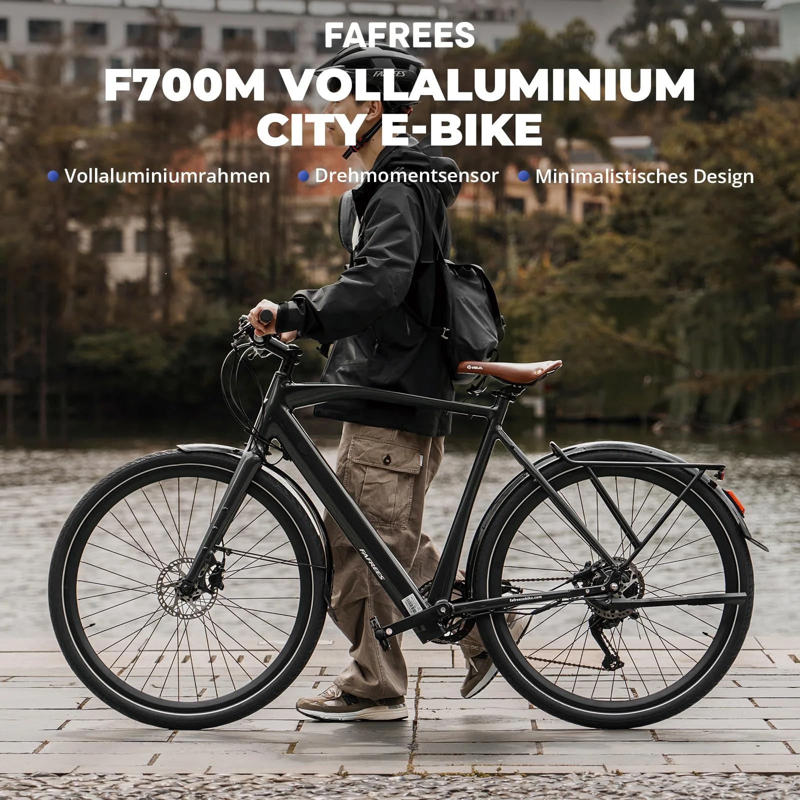 Fafrees F700 E Bike 28 Zoll, Elektrofahrrad 250W 25km/h, Ebike Herren 10Ah Akku, City E-Bike Damen Drehmomentsensoren, Pedelec Hydraulische Scheibenbremsen, Reichweite 100km (M, Schwarz) - Image 8