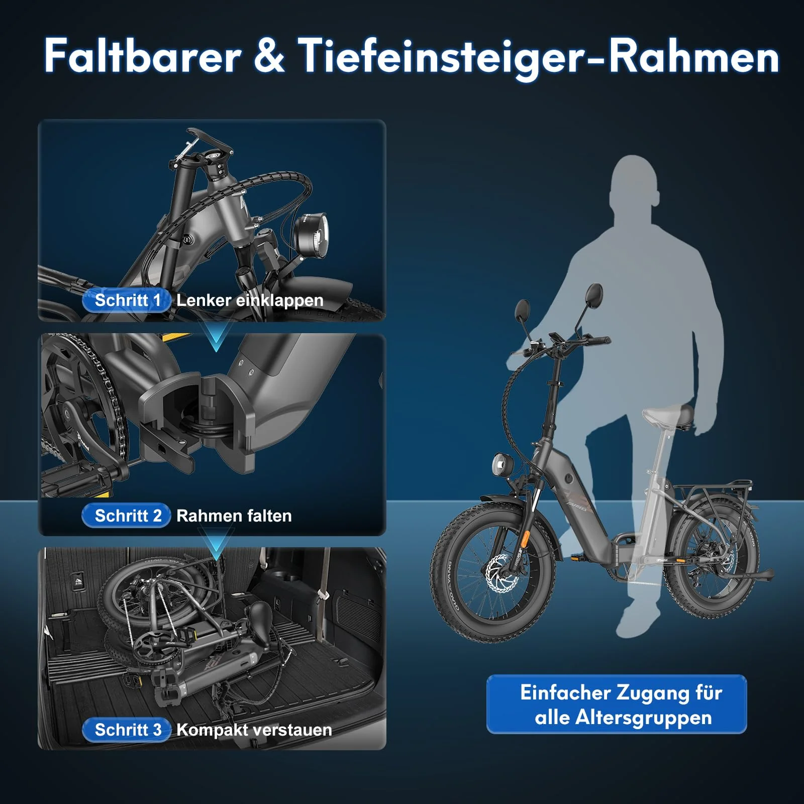 Fafrees FF20 Polar E Bike Herren Faltbar mit 48V 13,4Ah*2 Akkus bis 170KM [ Offiziell ] E-Bike Klapprad 20 Zoll, Elektro Mountainbike E-Bike Damen 150KG, Elektrofahrrad Fatbike Erwachsene StVZO. 20° - Image 4