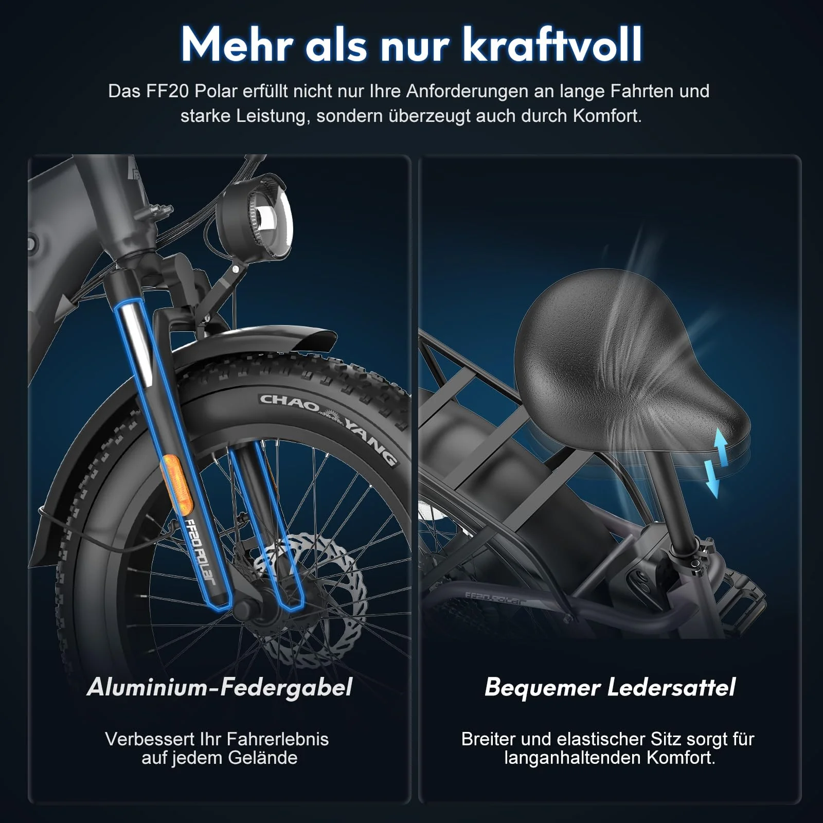 Fafrees FF20 Polar Fatbike E-Bike für Herren & Damen | 20 Zoll Klapprad | 48V 12Ah*2 Akku | 65N.m Motor, 150kg Tragfähigkeit | 170KM Reichweite (Hecktasche + Handyhalterung, Weiß) - Image 5