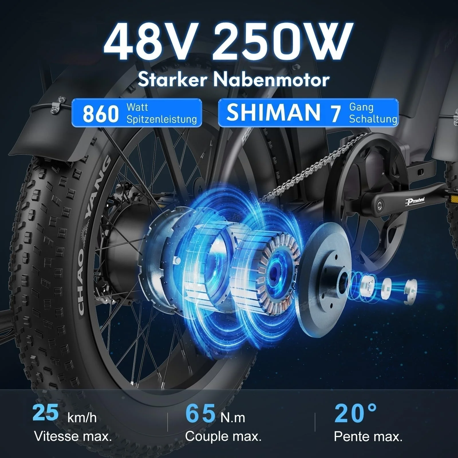 Fafrees FF20 Polar Fatbike E-Bike für Herren & Damen | 20 Zoll Klapprad | 48V 12Ah*2 Akku | 65N.m Motor, 150kg Tragfähigkeit | 170KM Reichweite (Hecktasche + Handyhalterung, Weiß) - Image 7