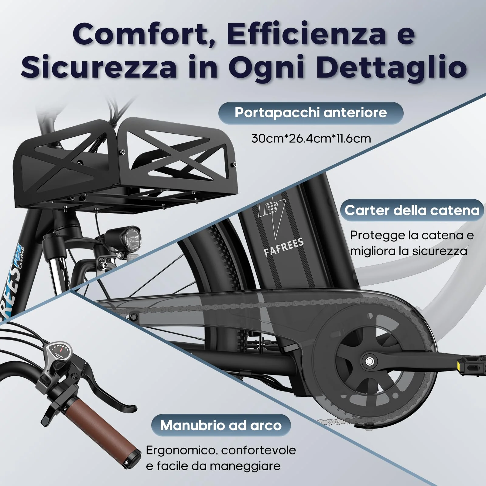 Fafrees Pedelec E-Bike 26 Zoll Schwarz 140 km-200 km Reichweite 7-Gang Schaltung Scheibenbremse Urban E-Bike für Herren und Damen - Image 4