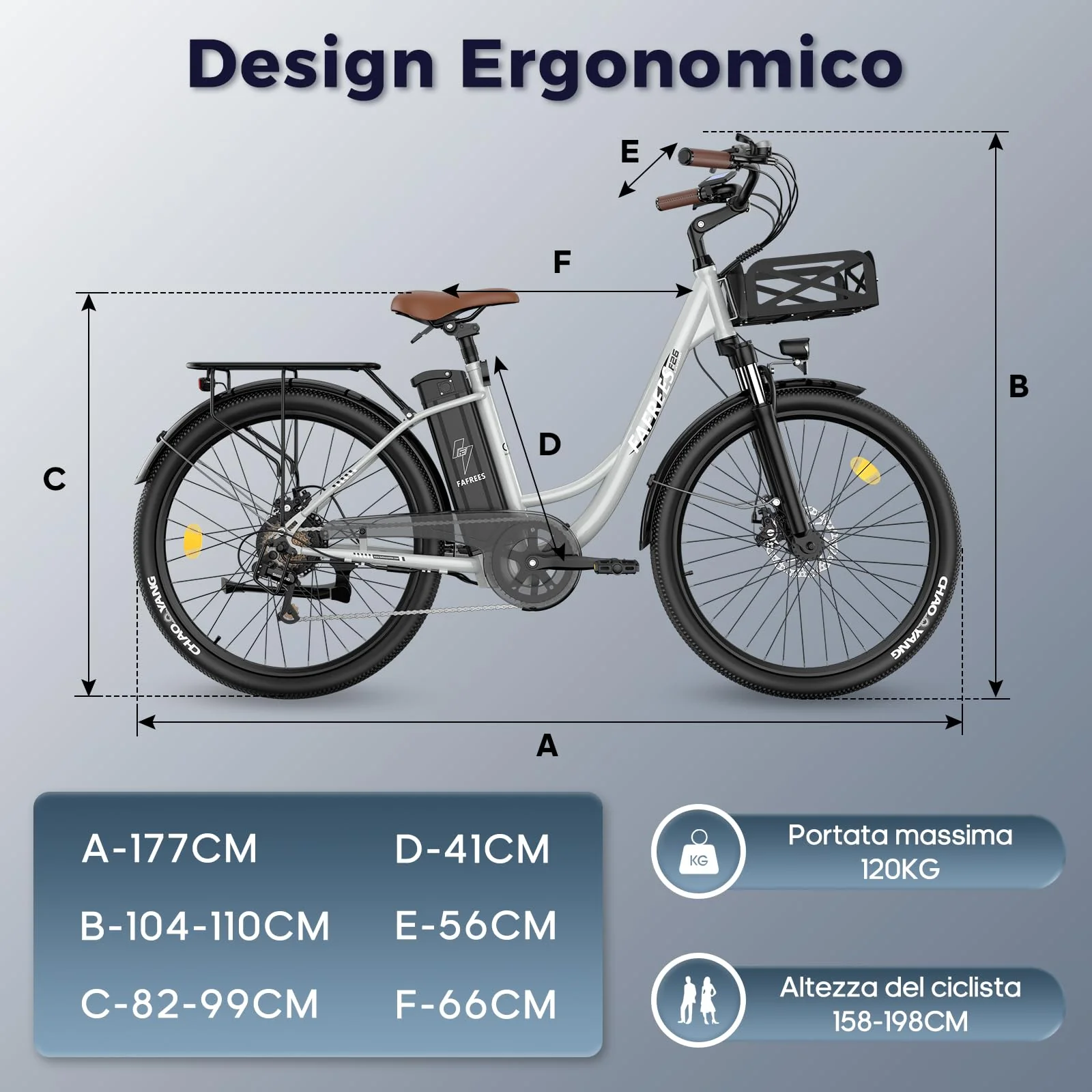 Fafrees Pedelec E-Bike 26 Zoll Schwarz 140 km-200 km Reichweite 7-Gang Schaltung Scheibenbremse Urban E-Bike für Herren und Damen - Image 5