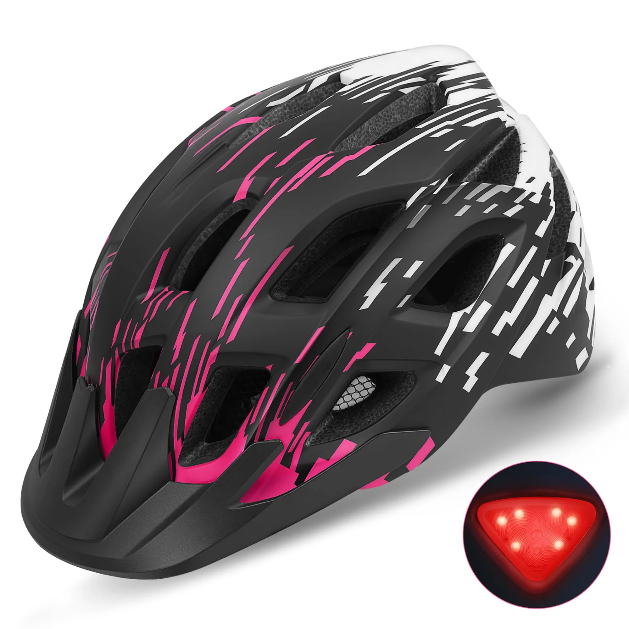 Fahrradhelm Erwachsene mit Visier und LED, Fahrradhelm Herren Damen mit 21 Belüftungsöffnungen, MTB Mountainbike Helm Radhelm Cityhelm Urban Fahrrad Helm 57–61 cm (BlackRose) - Image 6