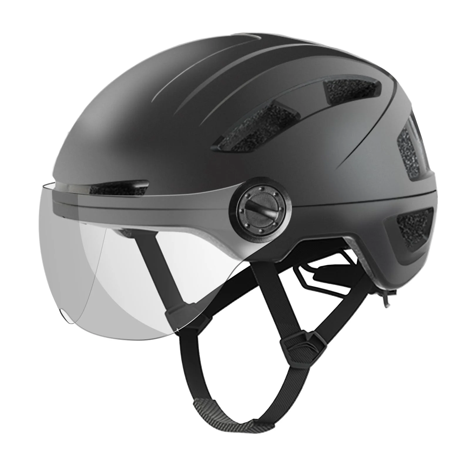 Fahrradhelm Herren, Damen Helm mit Magnetischem Visier Abnehmbarer Sonnenschutzkappe und Größenversteller, Schwarz Helm für E-Bike, Mountainbike & Citybike (M-Schutzbrille) - Image 2