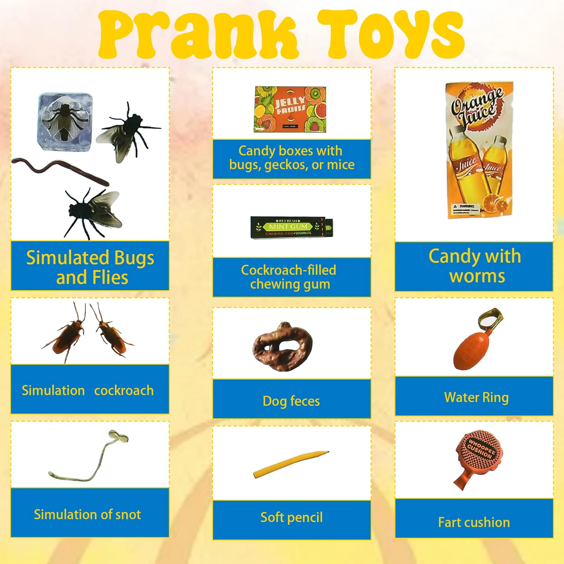 FAINCA 14 Stück Prank Artikel Party- & Scherzartikel Kinder mit Furzkissen Künstliche Kakerlaken Künstlichen Kot etw Pupskissen Lustige Streiche Scherzartikel für Erwachsene für Aprilscherze Halloween - Image 6