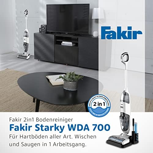 Fakir Starky WDA 700 Akku Staubsauger beutellos 120 W, 3in1 Nass Trockensauger kabelloser Bodenstaubsauger, 22,2 V Akku, 2 Saugstufen mit verschiedenen Aufsätzen, 25 Min. Laufzeit, selbstreinigend - Image 9