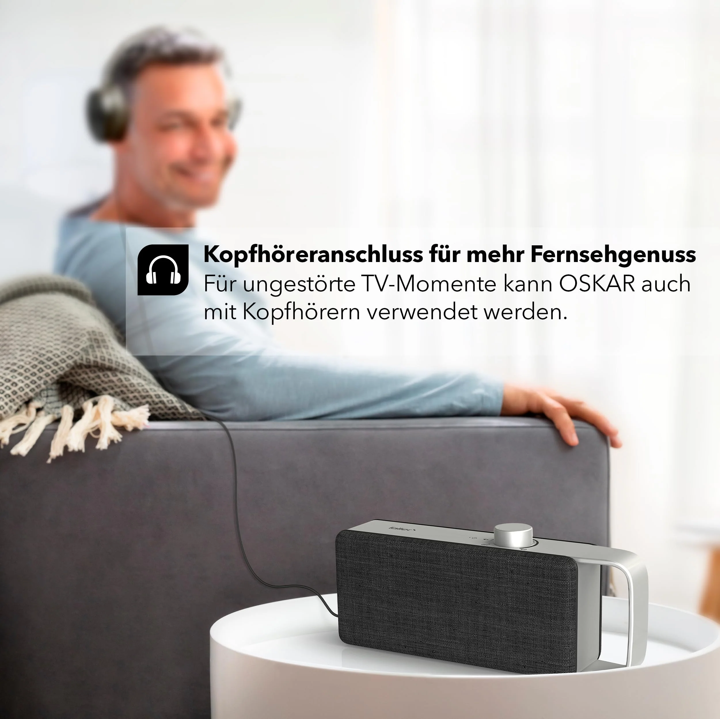 faller Oskar TV Lautsprecher/Soundbar mit Clear Voice (tragbar, kabellos, einfache Bedienung, Aluminiumgehäuse) - Image 5