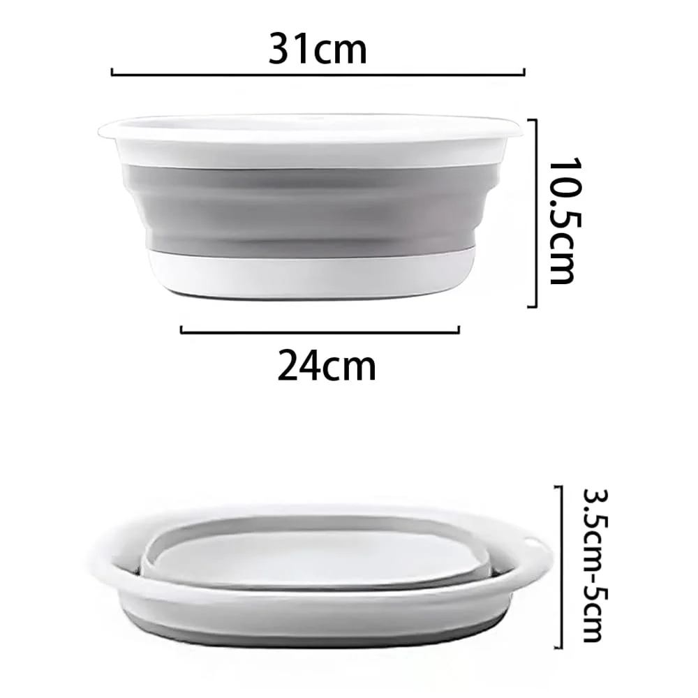 Faltbare Waschschüssel, 5L Tragbares Spülschüssel Faltbar, 32cm Mehrzweck Camping Waschbecken, Faltschüssel Klappbar Waschwanne Aufbewahrungsbehälter für Hause Küche Camping (Grau) - Image 7