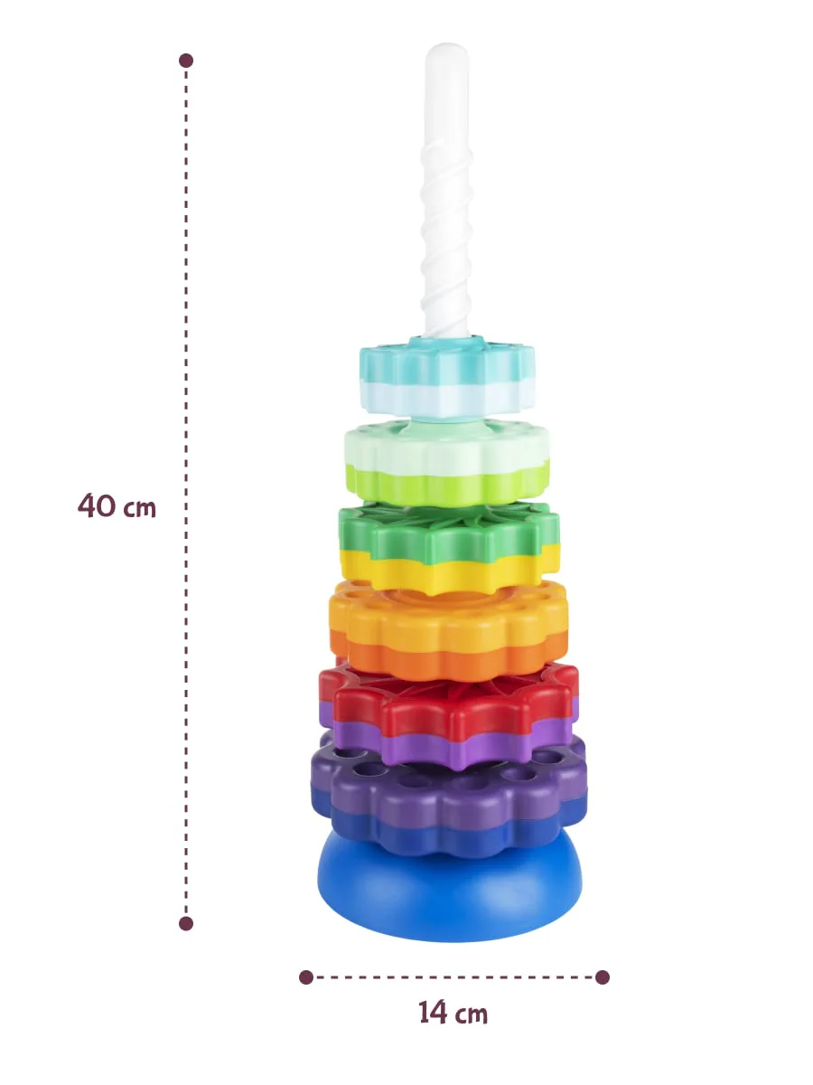 FANCY 40 cm groß Stapelturm Baby Kinderspielzeug ab 1 2 3 Jahre Farbring Pyramide mit Spiralgewinde Zahnradspiel Ringstapelturm Ringpyramide Stapel Ringe für Kinder und Baby - Image 2