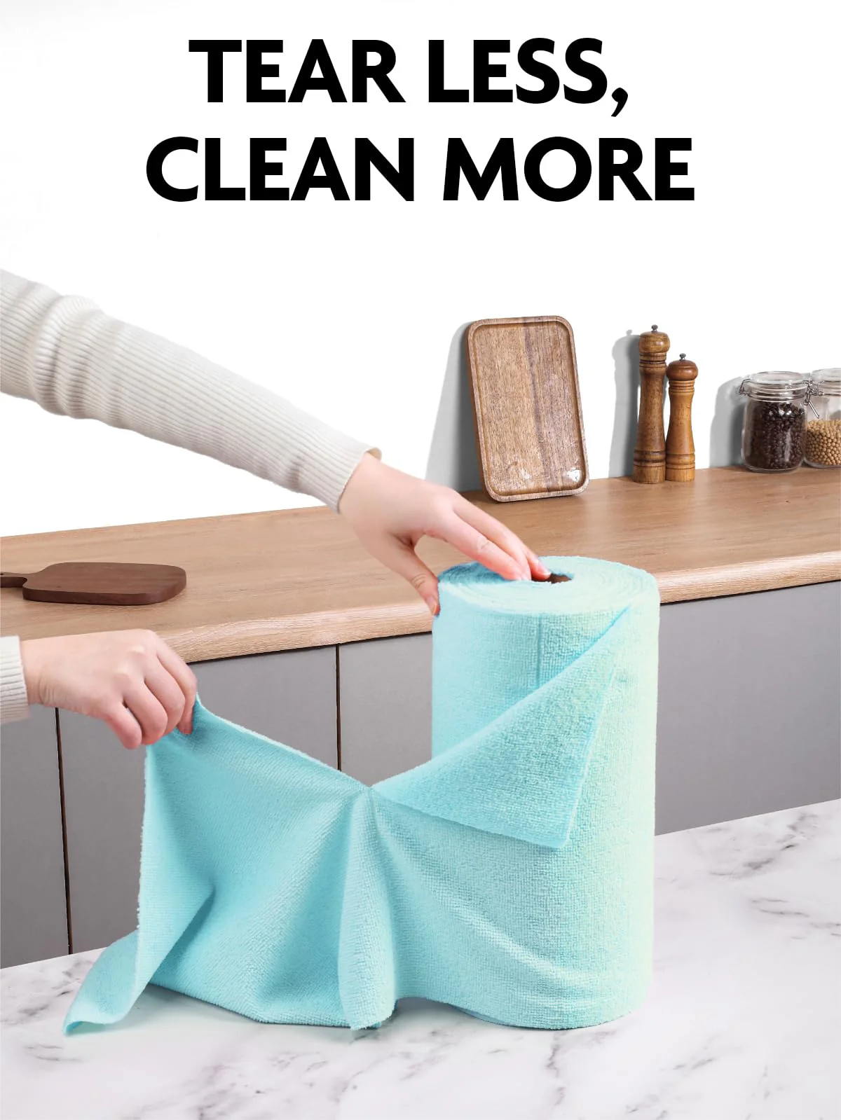 Fantasticlean Mikrofaser Reinigungstücher, 75 Stück pro Rolle Abreißbare Putztücher, Wiederverwendbare Fusselfreie Lappen für Auto, Küche und Haus 30x30cm-Blau - Image 2